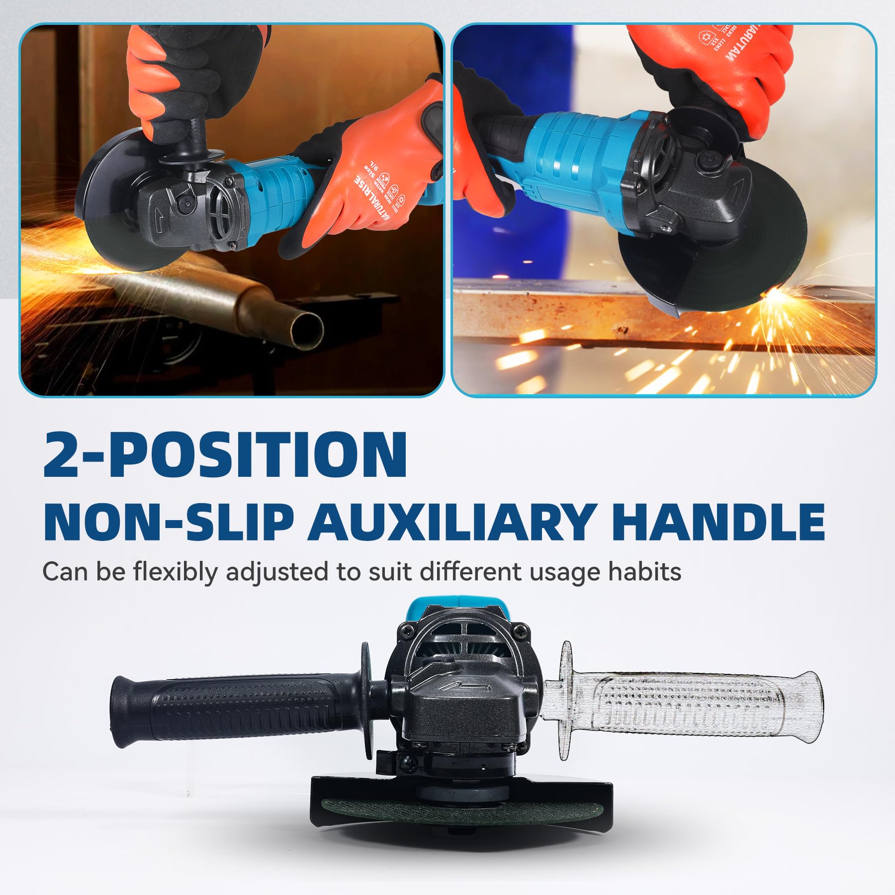 Meuleuse d'angle Sans Fil 125 MM, Disqueuse Sans Fil pour Batterie Makita, 23000RPM Moteur Brushless, pour Couper, Polir et Poncer, avec 2 Batteries