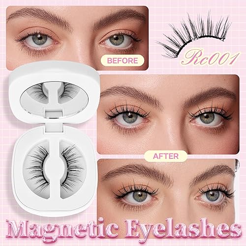 Miniatura 2 de CALAILIS Pestañas magnéticas con aplicador, pestañas magnéticas suaves, aspecto natural, sin delineador de ojos, no necesita pegamento,