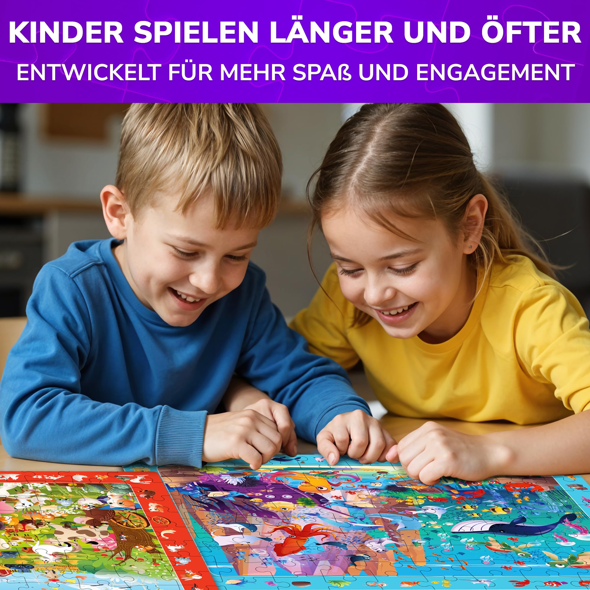 QUOKKA Puzzle ab 3 4 5 Jahre für Kinder - 4x100 Teile Puzzle ab 5 6 für Jungen und Mädchen - Suchen & Finden Kinderpuzzle Spiele mit Tiere & Insekten - Geschenk Spielzeug für Kinder 6 7 8 Jahre