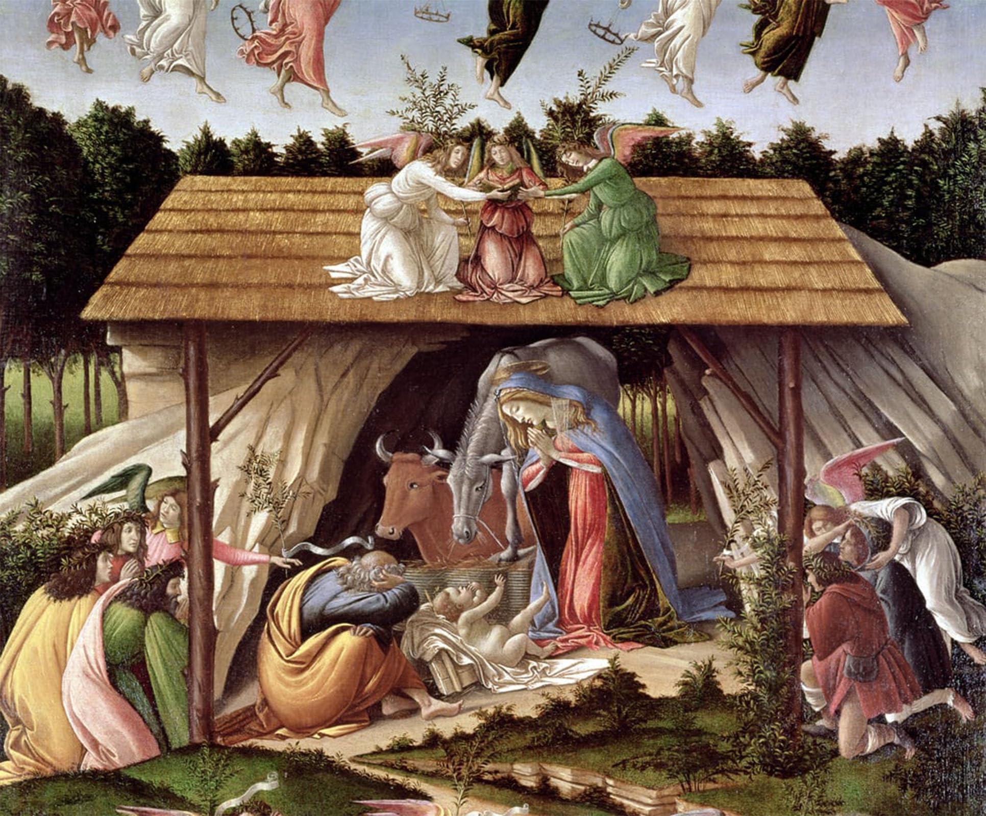 ARTXLXXBN Famous Painting Art Wall Decor Abstract Art Picture Mystic nativity by Sandro Botticelli Animal Pictures for Home Decor 60x90cm
