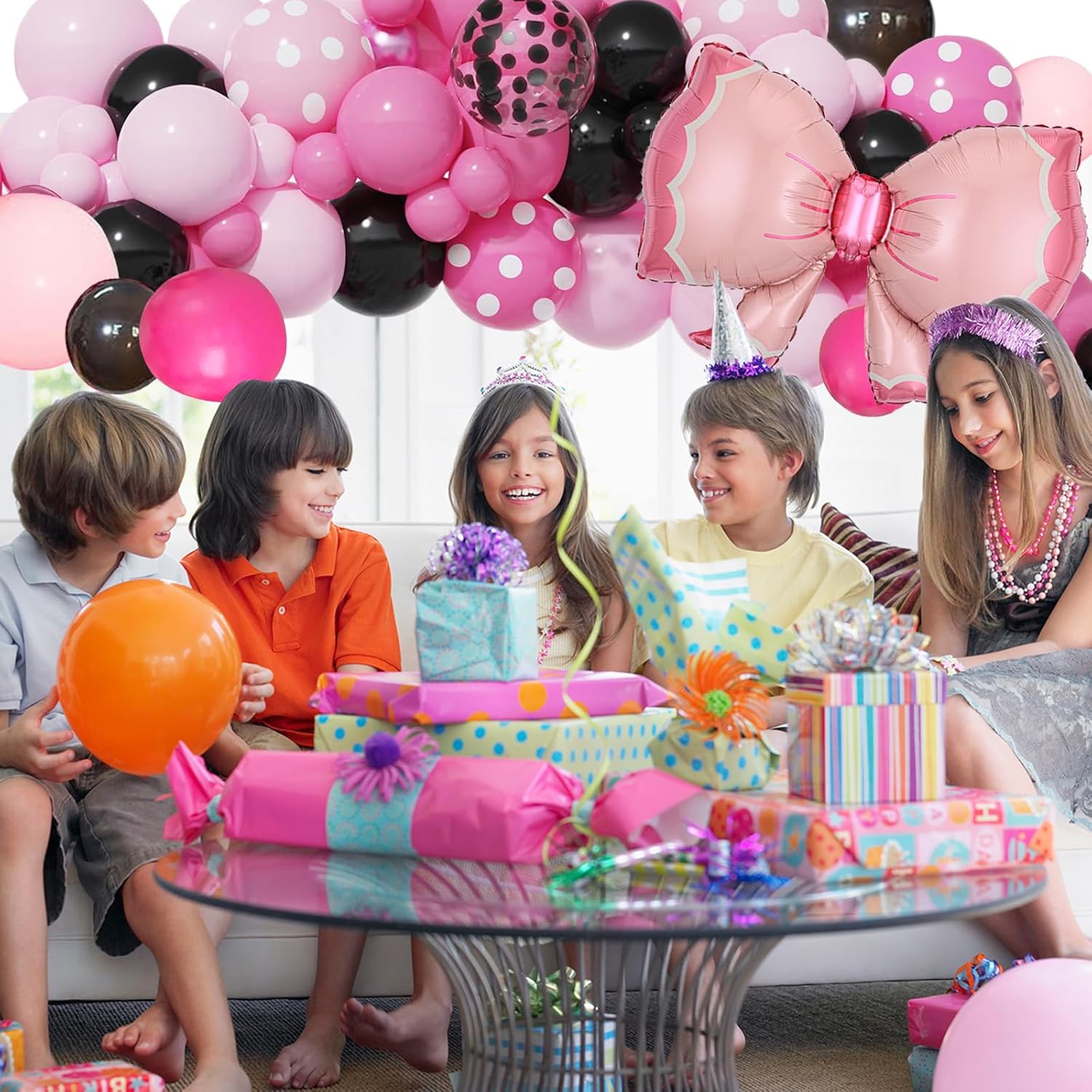 Pink Theme Birthday Balloons Garland Arch Kit, 143Pcs Pink Cartoon Mouse Birthday Party Decorations Balloons Girl Party Decorations Supplies - Image 5