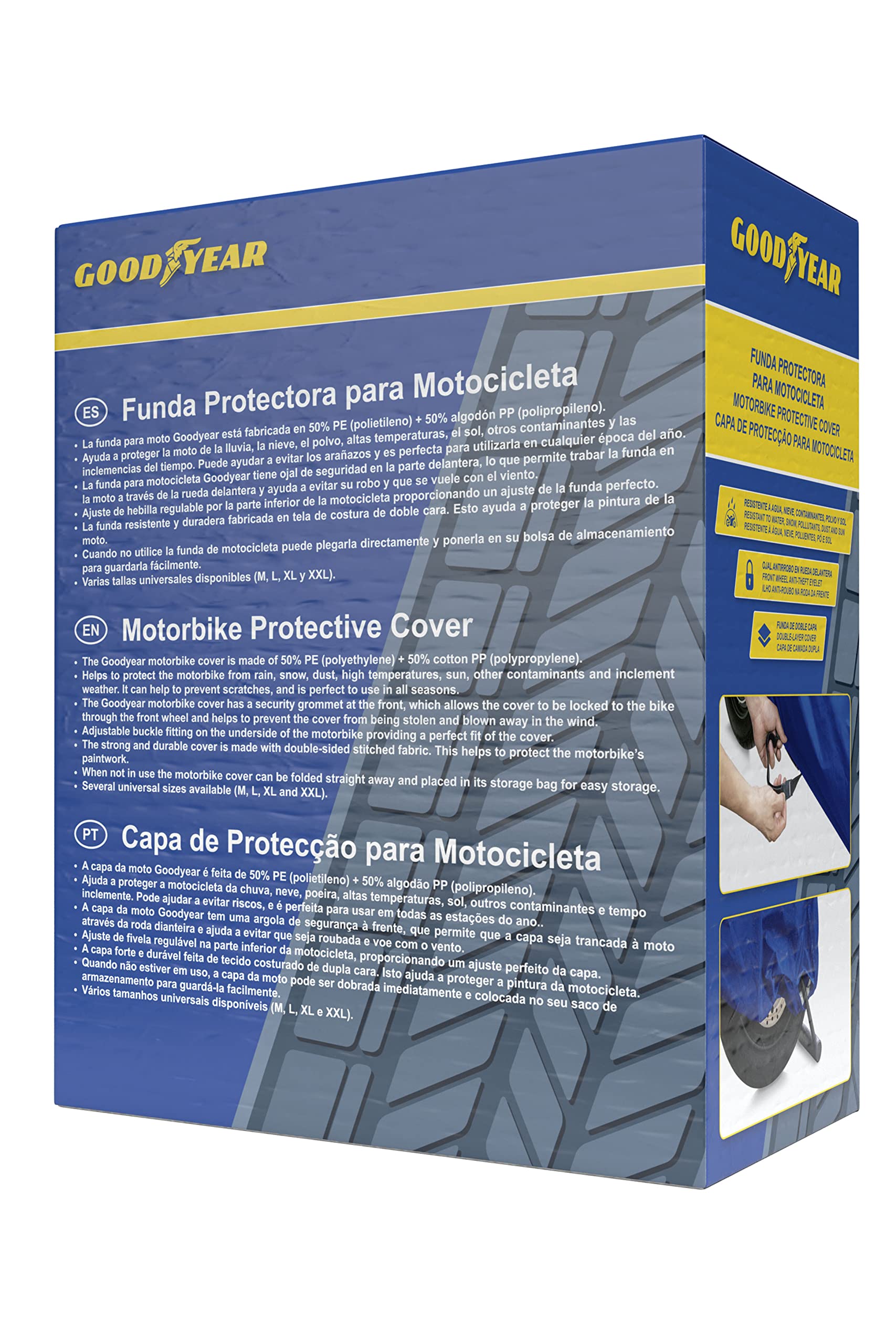 Goodyear Funda Protectora para Moto Talla L Doble Capa con Ojal de Seguridad