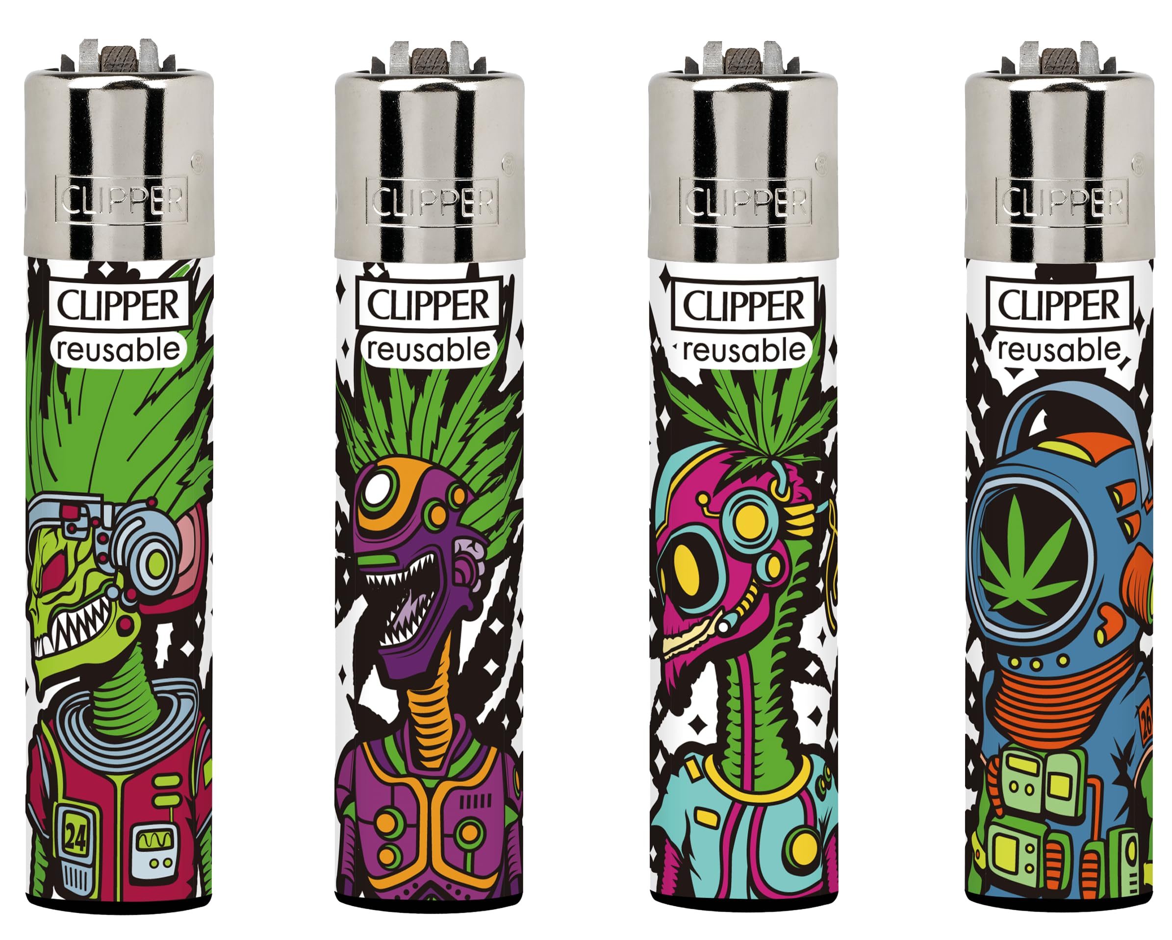ksp partners ltd e-commerce SET OF 4 CLIPPER REGULAR SIZE REFILLABLE LIGHTER ASTRO WEED 1