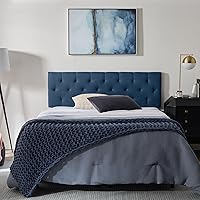 Vista 11 de LUCID - Cabecera tapizada de altura media, capitoné de diamantes, acolchado poliéster, altura ajustable 34 a 46 in, fácil montaje compatible