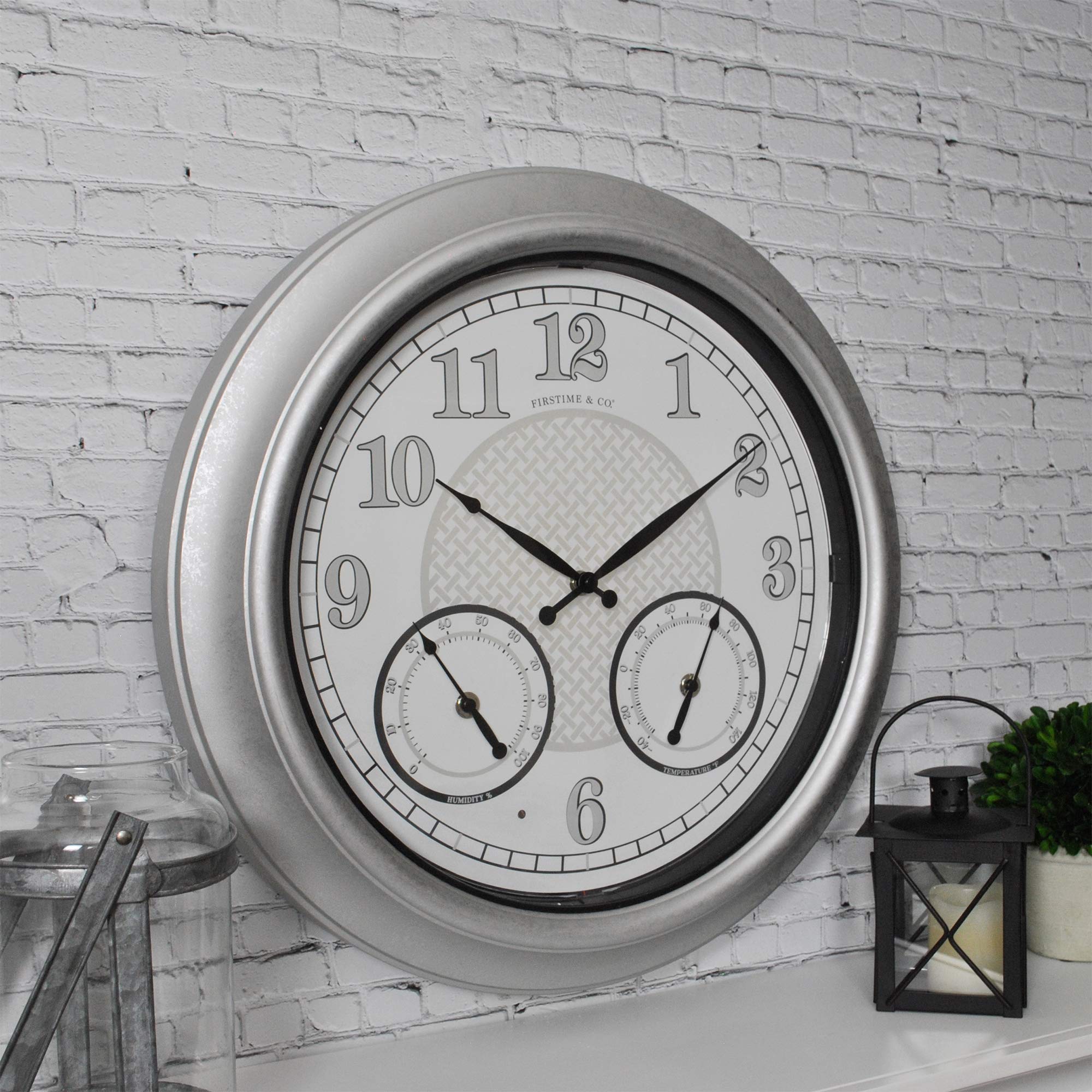 Photo 1 of **** USED **** *** BOTH MAIN ARMS ARE BROKEN PARTS ONLY ***
FirsTime & Co. Radiant LED Outdoor Clock, 18", Galvanized Silver