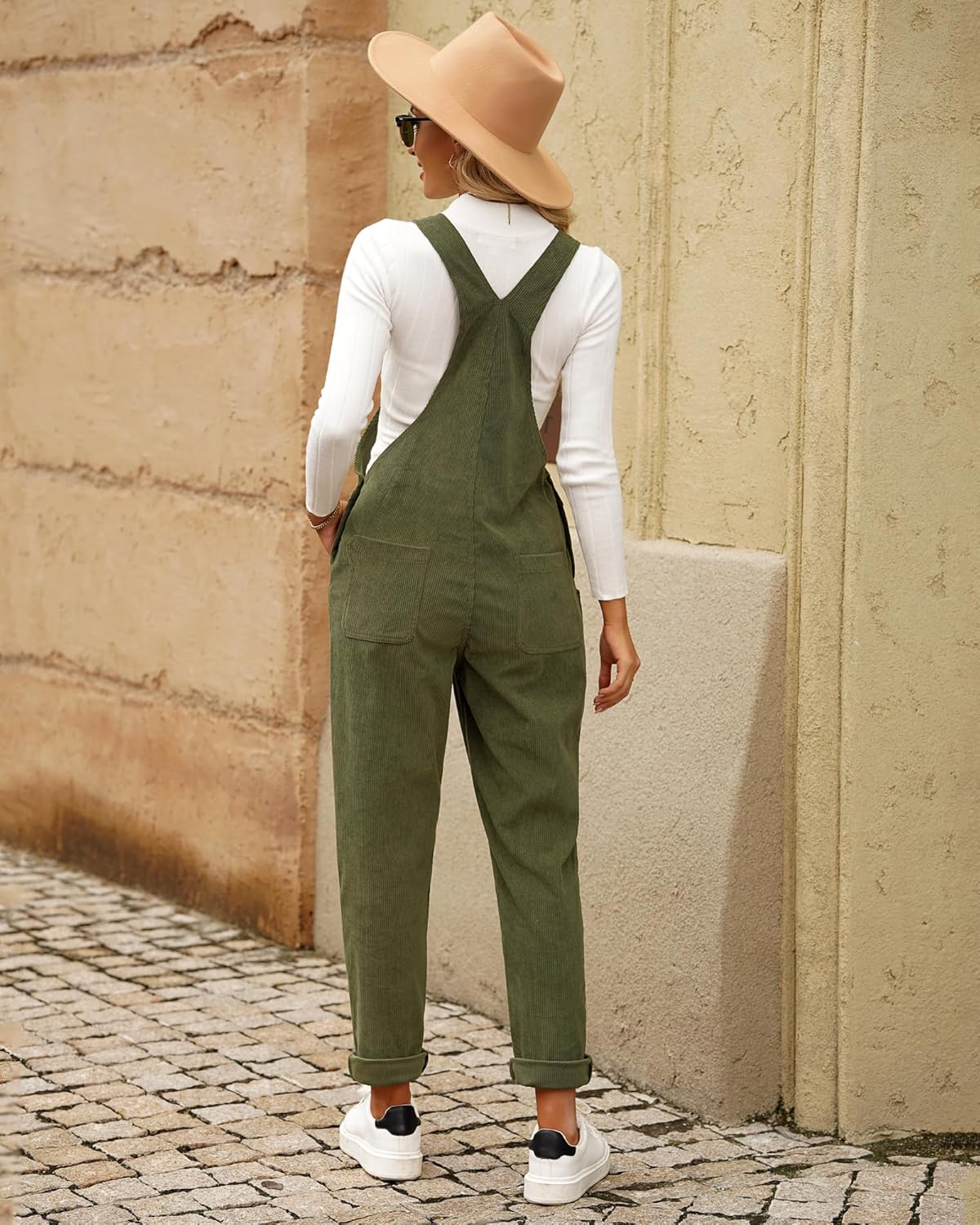 luvamia Corduroy Overalls for Women Adjustable Straps Fashion Bib Overall Jumpsuit with Pocket Tapered Leg Trendy 90s - Image 7