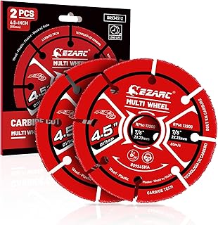 EZARC 4 1/2 Cut Off Wheels, Carbide Cutting Disc, Angle Grinder Cutting Wheel for Wood, Wood with Nails, Laminate, Plastic, Plaster, 2 Pack