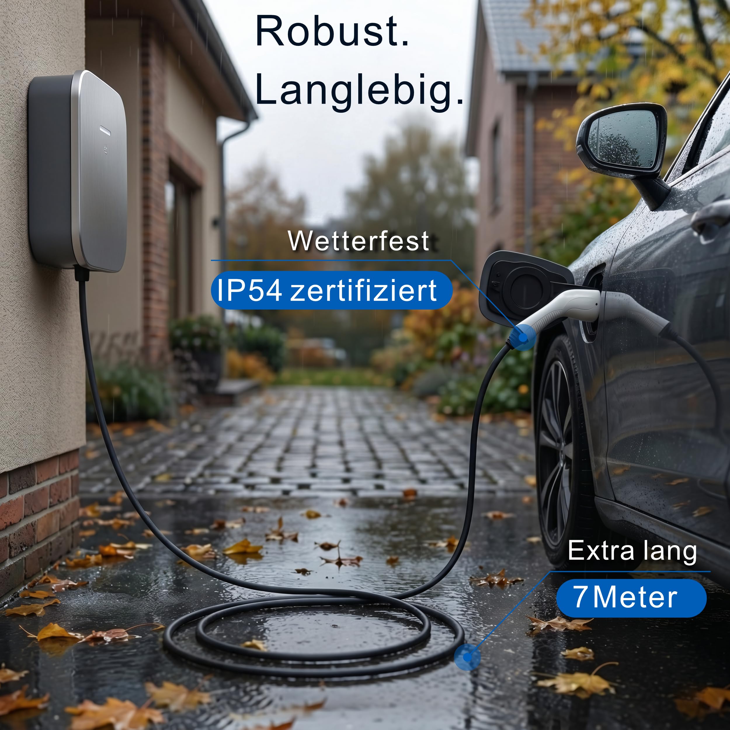 Typ 2 Ladekabel 22kW 7M offenes Ende für Elektroauto & Hybrid • Ersatzkabel 3 phasig 32A für EV PHEV • geeignet für alle E Autos Modell 3 S X Y, ID3, ID4, ID5
