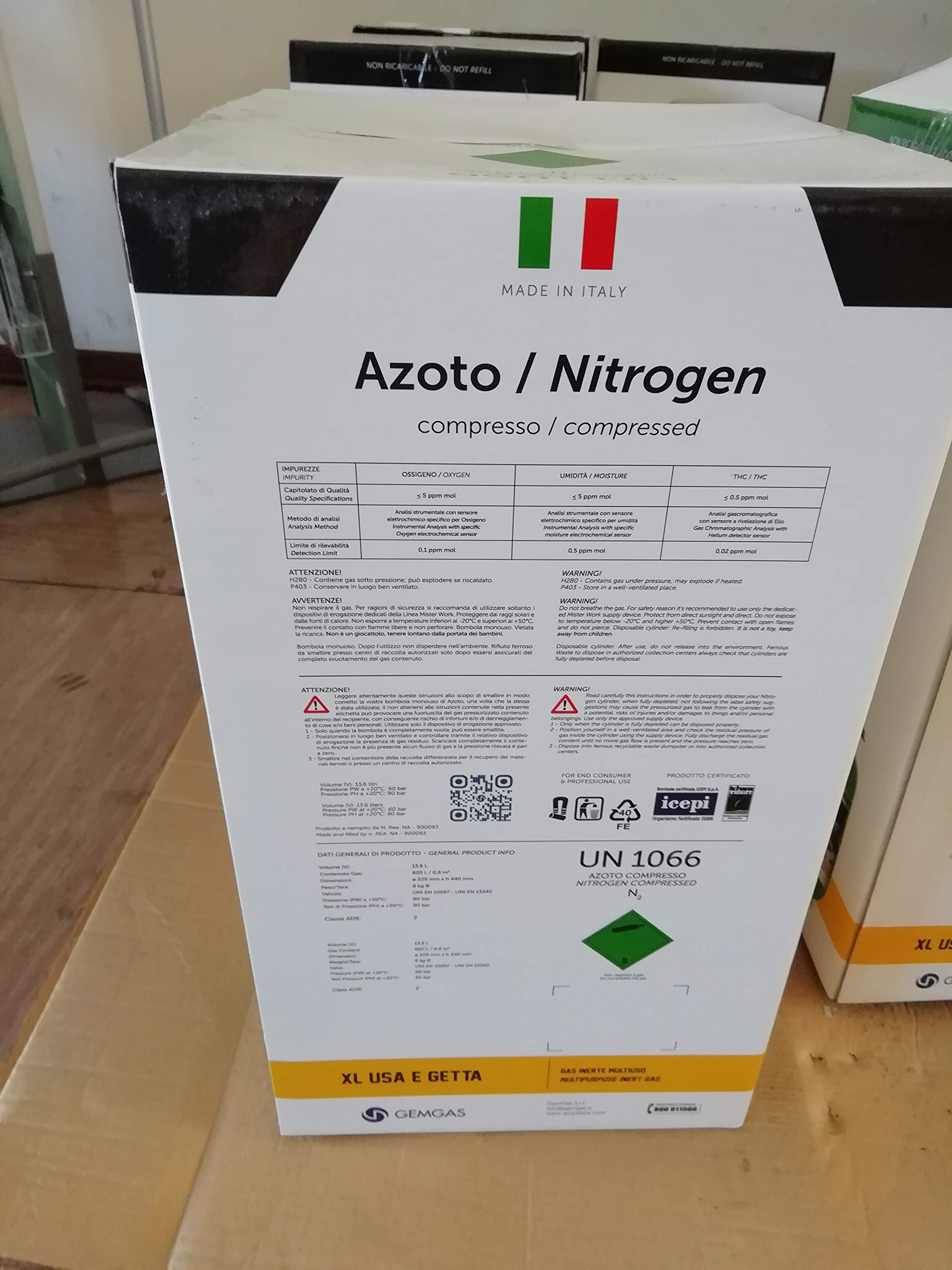 Bombona de nitrógeno XL desechable de 13,6 l