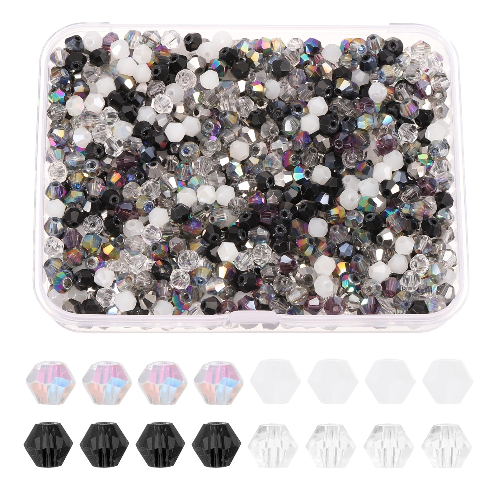 PATIKIL 1000pcs 4mm Bicone Glass Crystal Beads
