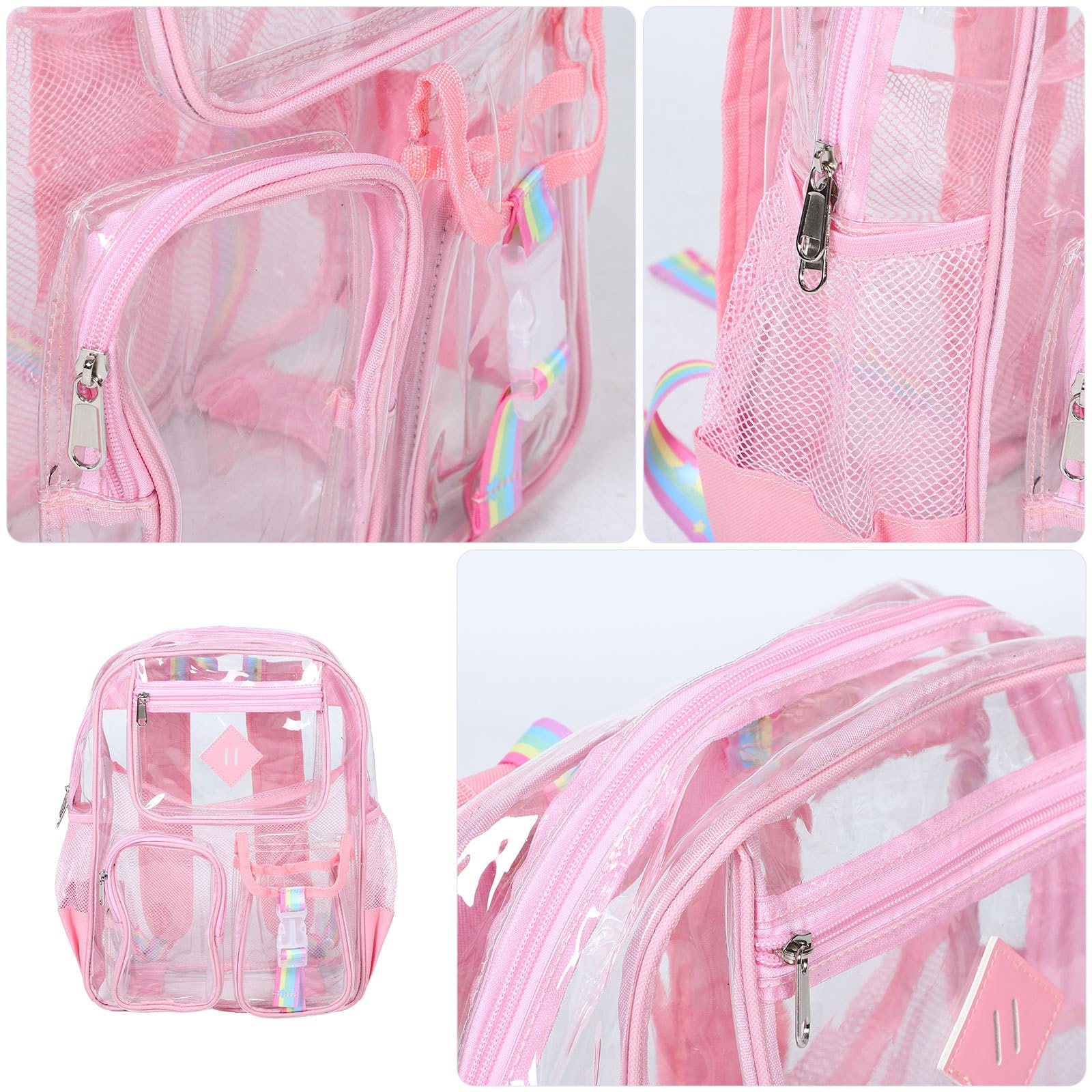 Zaino Trasparente Piccolo in Pvc Resistente con Spallacci Imbottiti, Borsa da Stadio e Festival per Eventi Sportivi, Lavoro e Attività All’aperto
