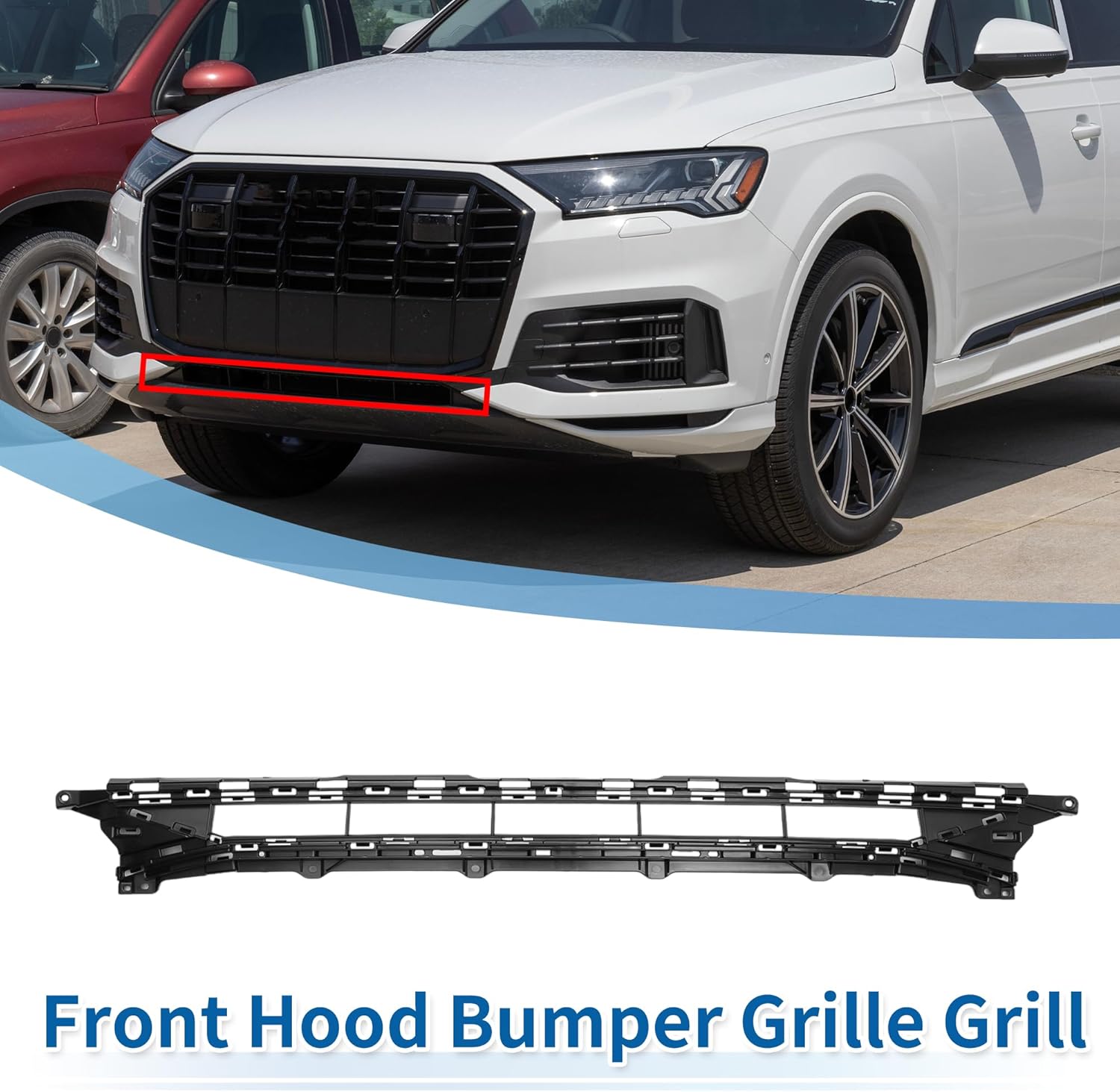 X AUTOHAUX No.4M0807647E9B9 Front Lower Hood Bumper Grille Grill for Audi Q7 2010-2015 Front Lower Bumper Kidney Grille Grill Black