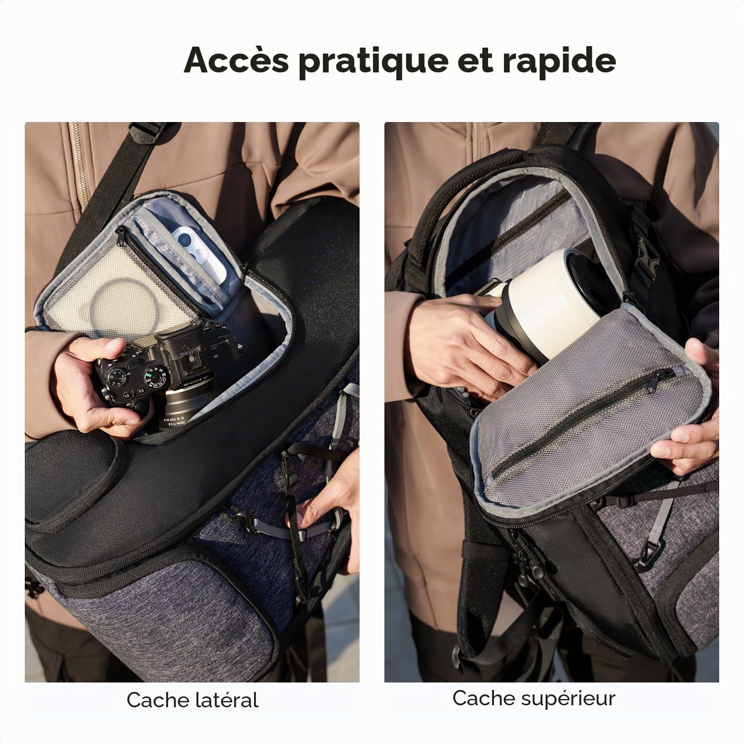 K&F CONCEPT Sac à dos pour appareil photo Grand 30L + Étui de Filtres jusqu'à 95 mm