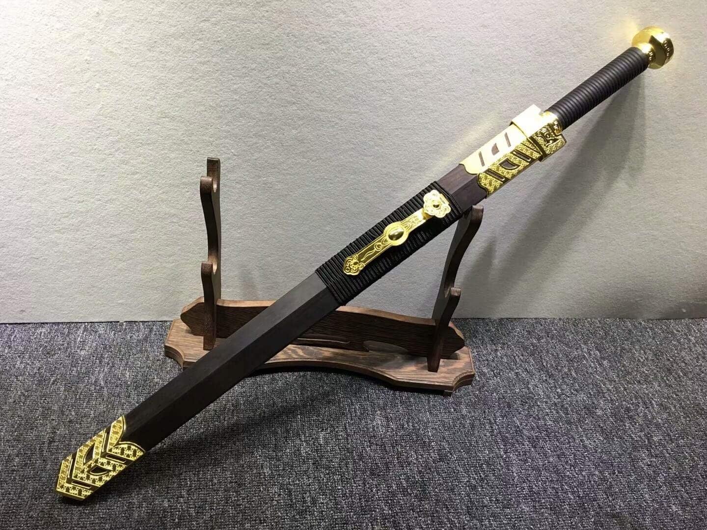 Ruyi jian,High manganese steel blade,Black wood,Alloy