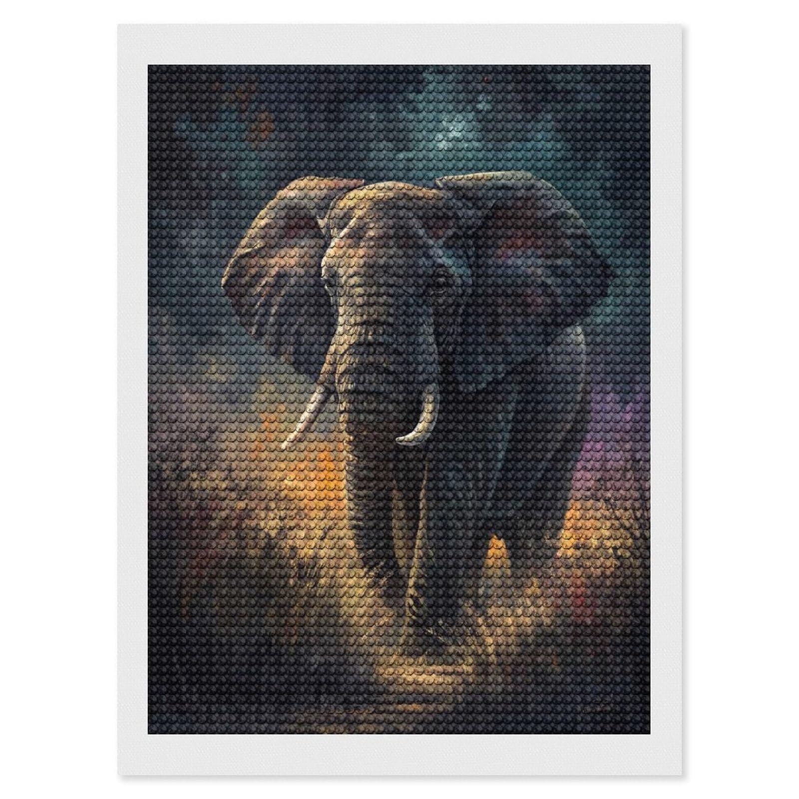 Junmoney Majestic Elephant in A Dramatic Landscape Diamond Painting Kit 12"x16", Festive Craft Gift, Bedroom Decor, Full Kit Included, Creative Gift Idea