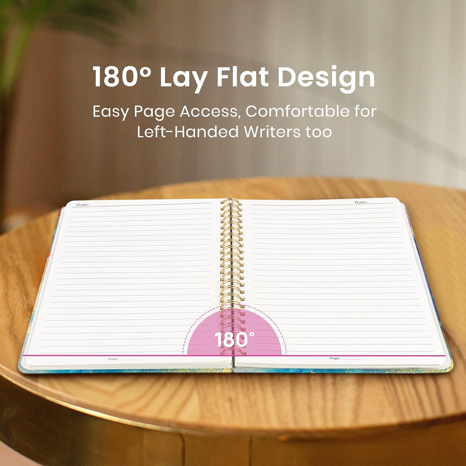 Taja Spiral Lined Journal for Women, Notebook for Work with Pretty Cover, 140 College Ruled Pages, Hardcover Notebook for Journaling, Note Taking, Bible Study, Color Splash - Image 4