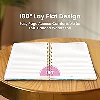 Vista 4 de Taja Spiral Lined Journal for Women, Notebook for Work with Pretty Cover, 140 College Ruled Pages, Hardcover Notebook for Journaling, Note Taking