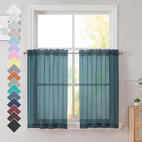 Miniatura 205 de OVZME 2 paneles de cortina traslúcidas para ventana, 96 pulgadas de largo, para dormitorio, diseño de bolsillo superior para cortinero, tratamiento