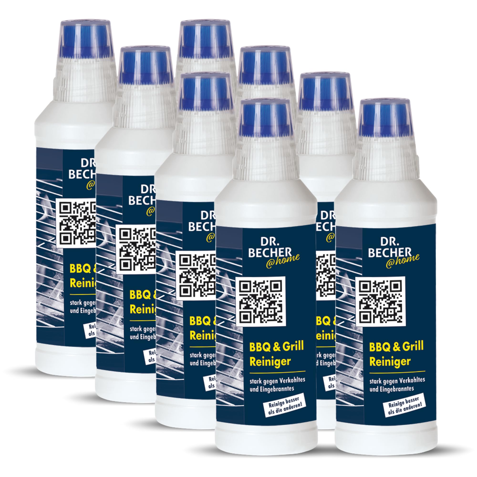 DR.BECHER @home Vorteilspack BBQ & Grill Reiniger Gel - Entfernt eingebrannte Verkrustungen zuverlässig und selbsttätig - Ideal für Edelstahlbleche, Grillroste und feuerfestes Glas 8x 500ml