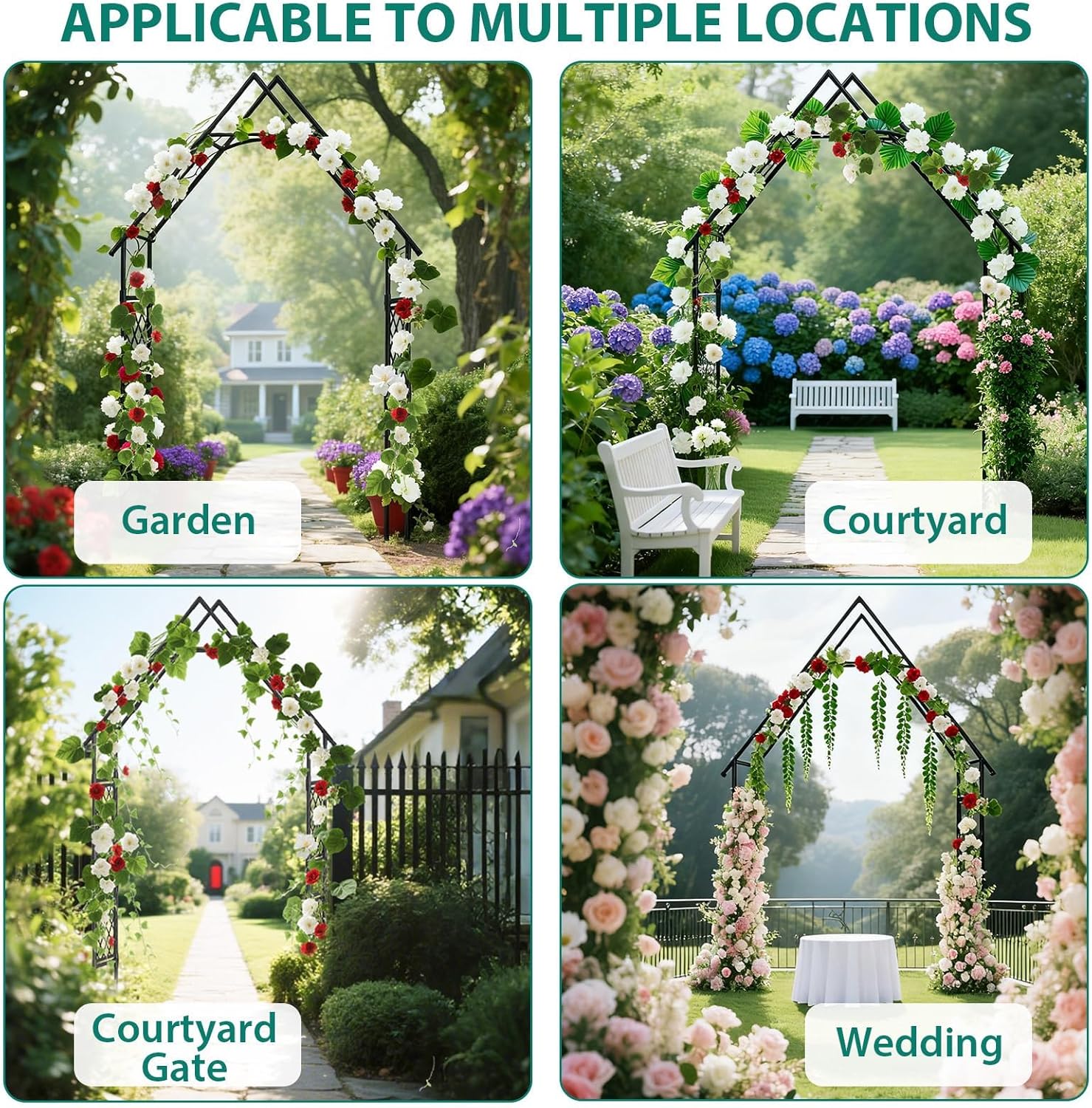 Heavy-Duty Garden Arch Trellis, 7.87 x 3.93 ft Metal Arbor with Weather-Resistant PE Coating, Elegant Archway for Climbing Plants, Outdoor Wedding, and Garden Decor