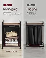 Vista 7 de VASAGLE Cesta de lavandería, cesta de ropa, clasificador de ropa con bolsa extraíble y removible, estante, estructura metálica, 17.2 galones (65 L)