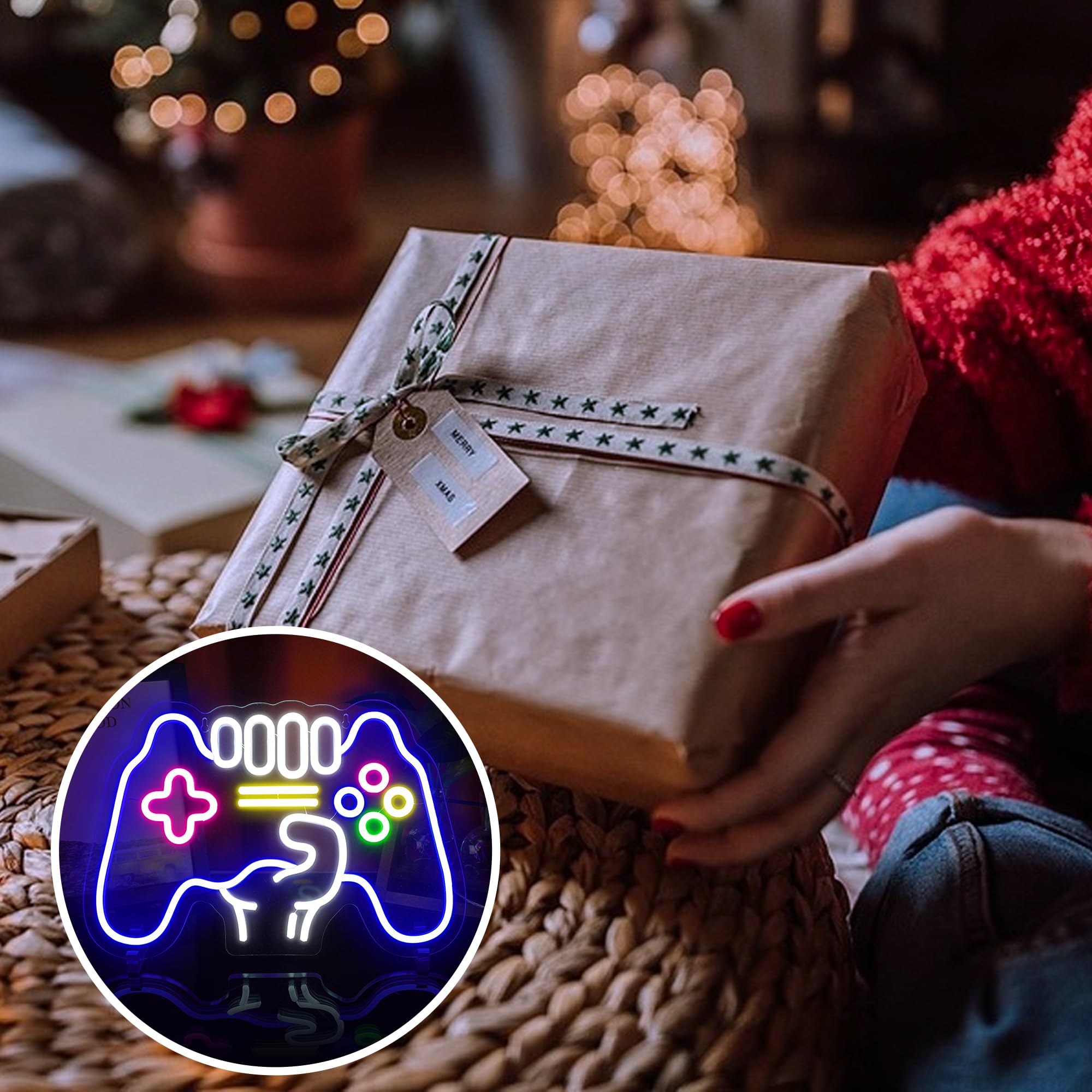 Insegna al neon a LED a forma di controller, adatta per la decorazione della stanza dei giochi, decorazione della stanza dei ragazzi, decorazione da parete per camera da letto, miglior regalo per