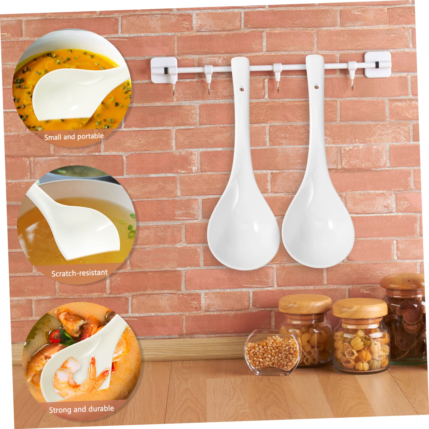 TOPBATHY Cucharas Para Sopa Cuchara De Cerámica Duradera Mango Para Restaurantes y Escuelas