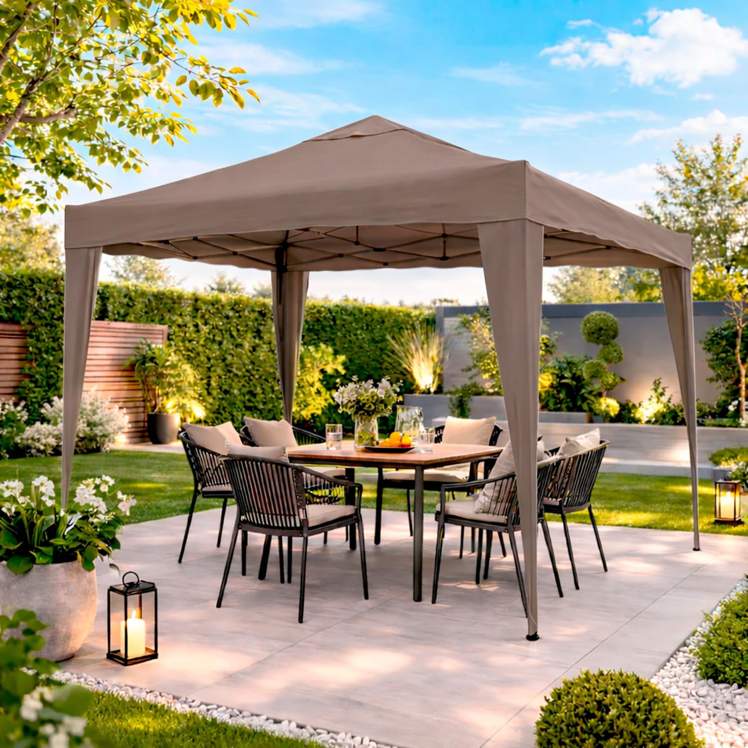 Gazebo Pieghevole 3x4 M Acciaio Idrorepellente 160 g/m² Anti-UV Apertura Rapida a Fisarmonica con Borsa e 4 Sacche Zavorra