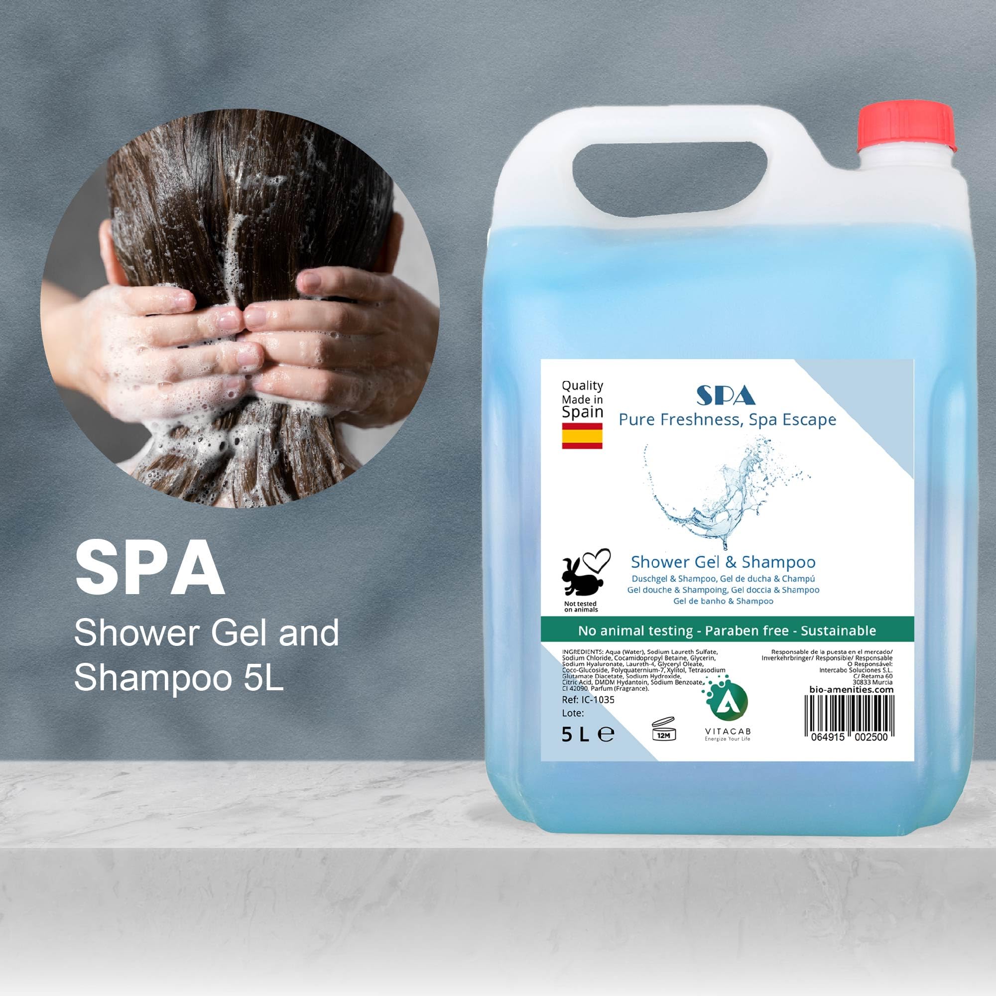 Set 4 x 5 L: 2 x Gel Doccia & Shampoo SPA Pure Freshness + 2 x White Tea Harmony • Formula 2 in 1 Corpo e Capelli • Ricariche Professionali per Dispenser • Freschezza Quotidiana