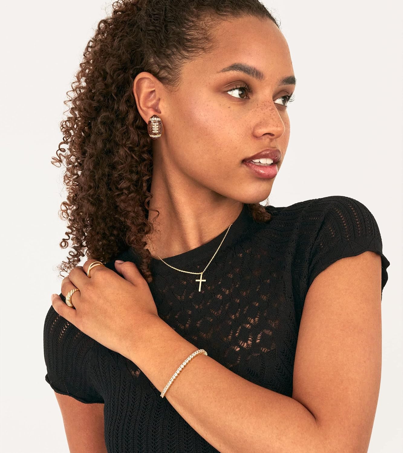 LILIE&WHITE Brown Rugby For Women Sport Stud Football Sports Game Team Fans Players Jewelry - Image 2