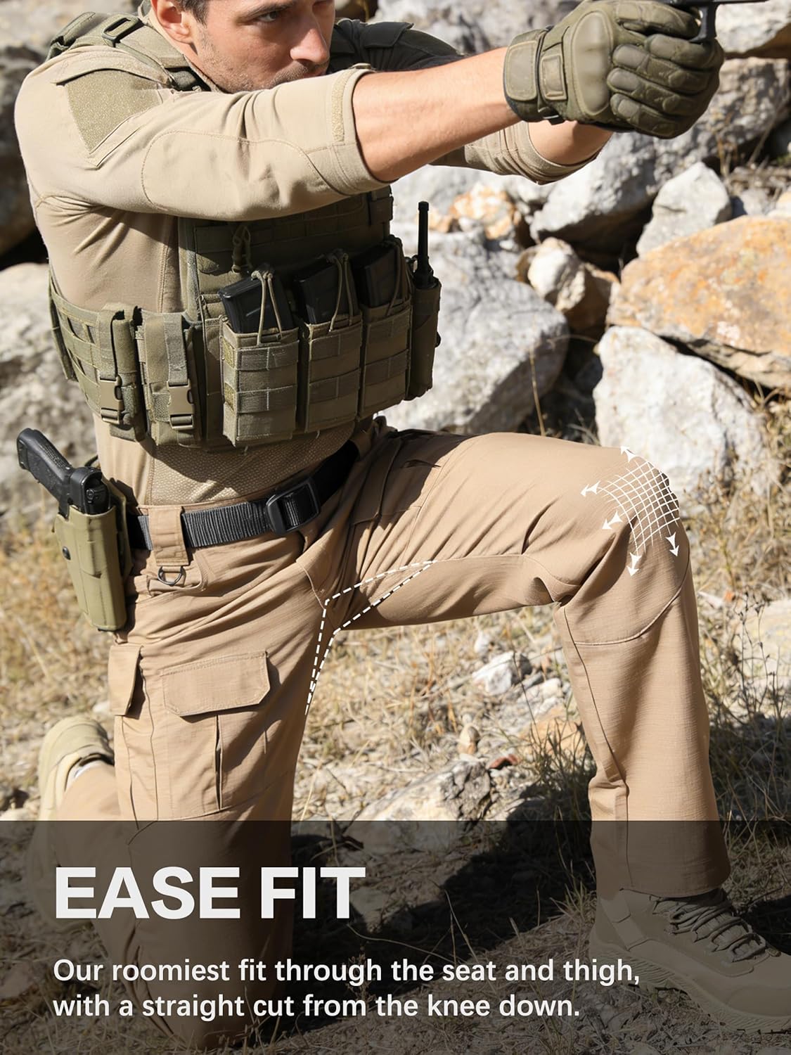 GARTENBOKER Men's Ripstop Tactical Pants Water Resistant Cargo Pants Outdoor Lightweight EDC Hiking Work Construction Pants