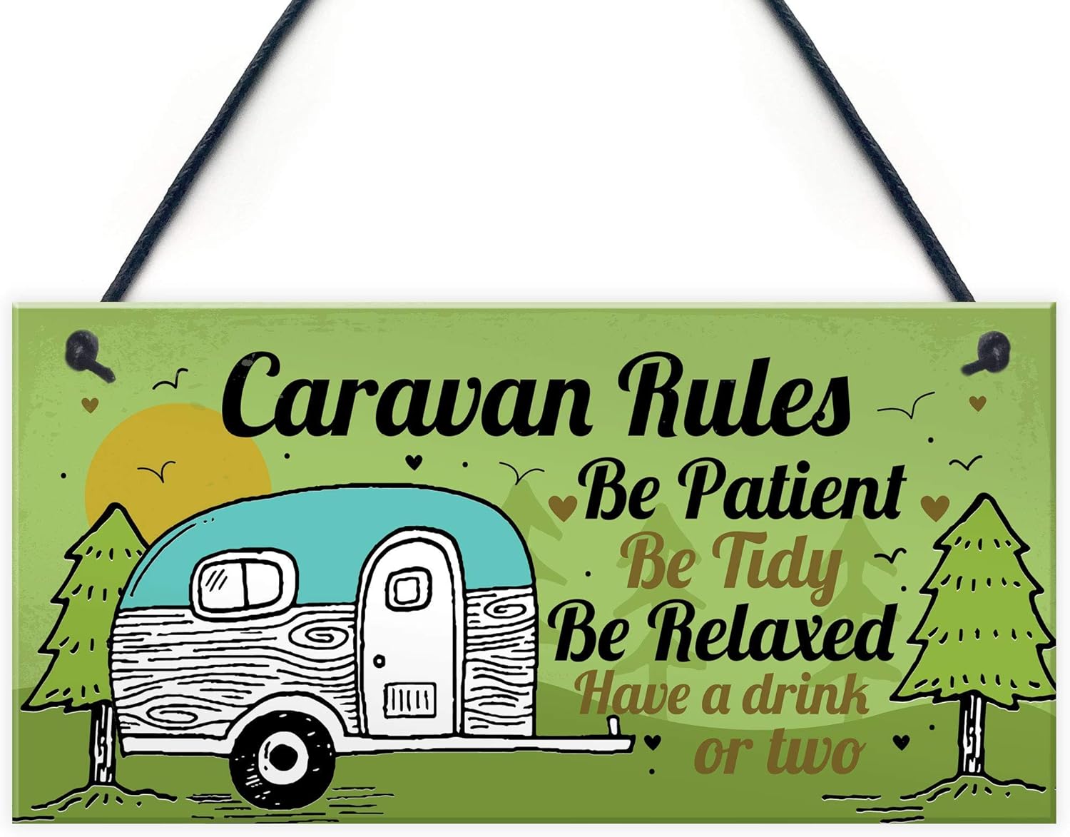 VEHFA Caravan Rules Plaque Funny Novelty Garden Sign Birthday Gift for Caravan