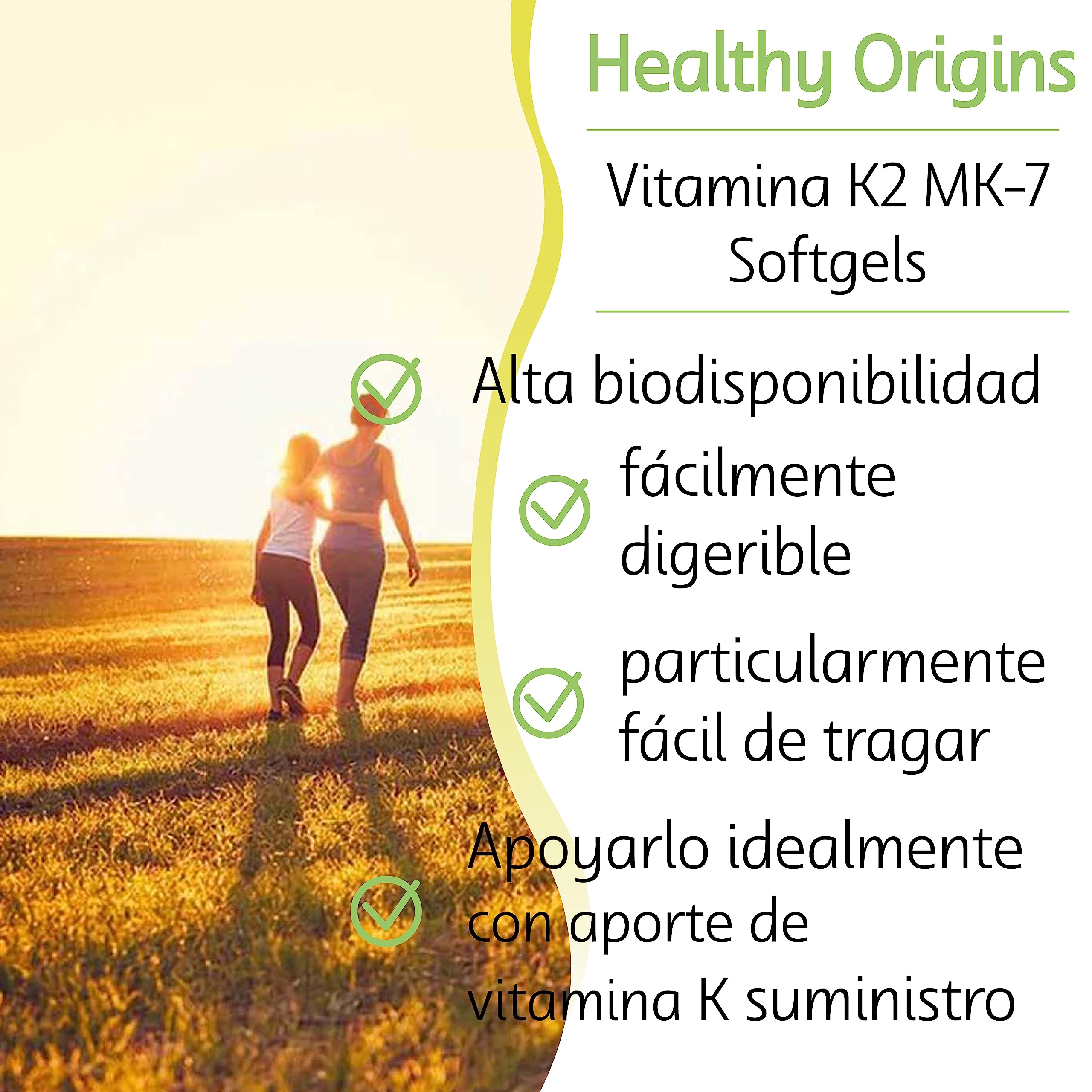 Healthy Origins, Vitamina K2 como MK7, 100mcg, 180 Cápsulas blandas vegetarianas, Probadas en Laboratorio, Altamente Dosificadas, Sin Gluten, Sin Soja, No GMO
