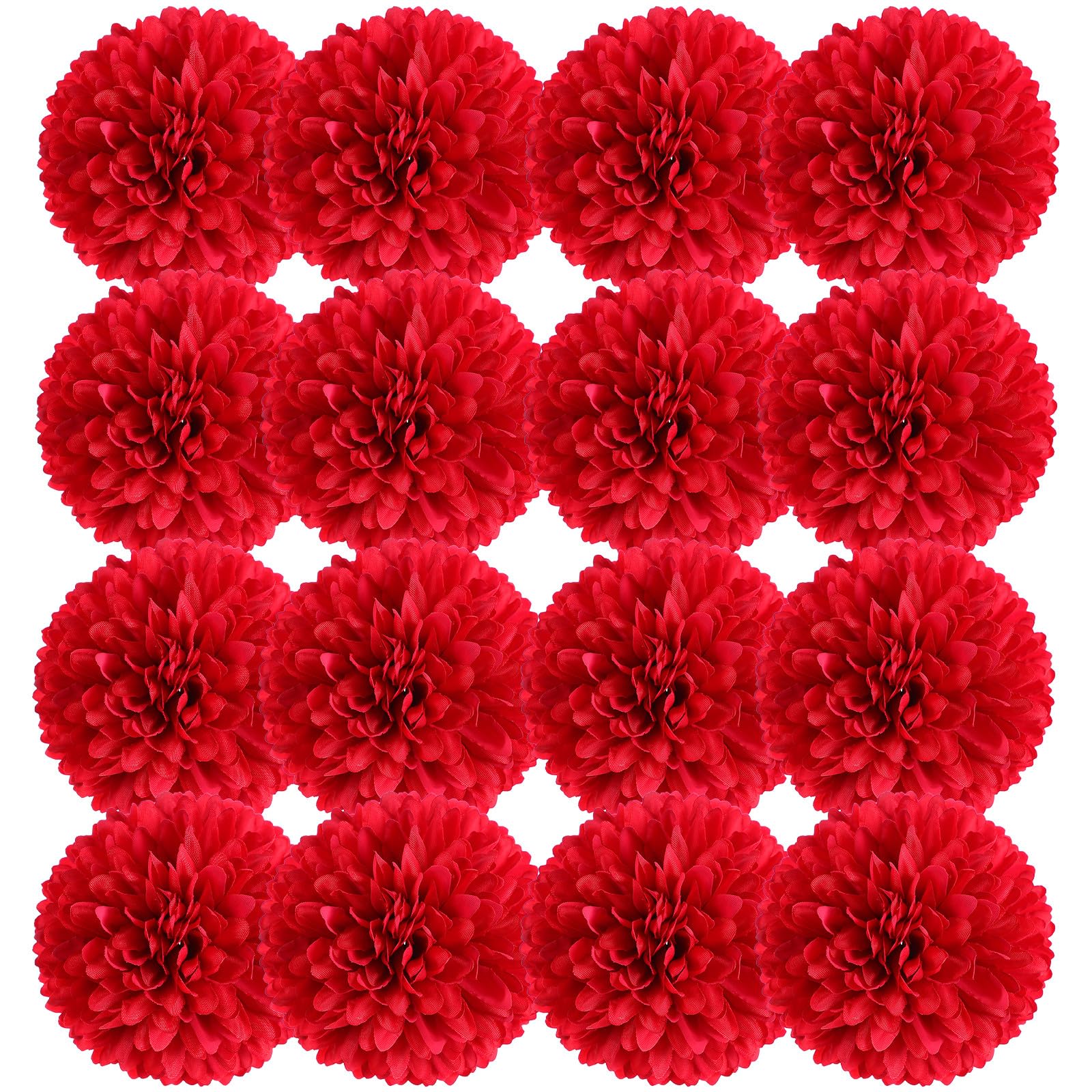 Chrysanthèmes artificiels rouge vif en soie de 7 cm, décoration de mariage raffinée