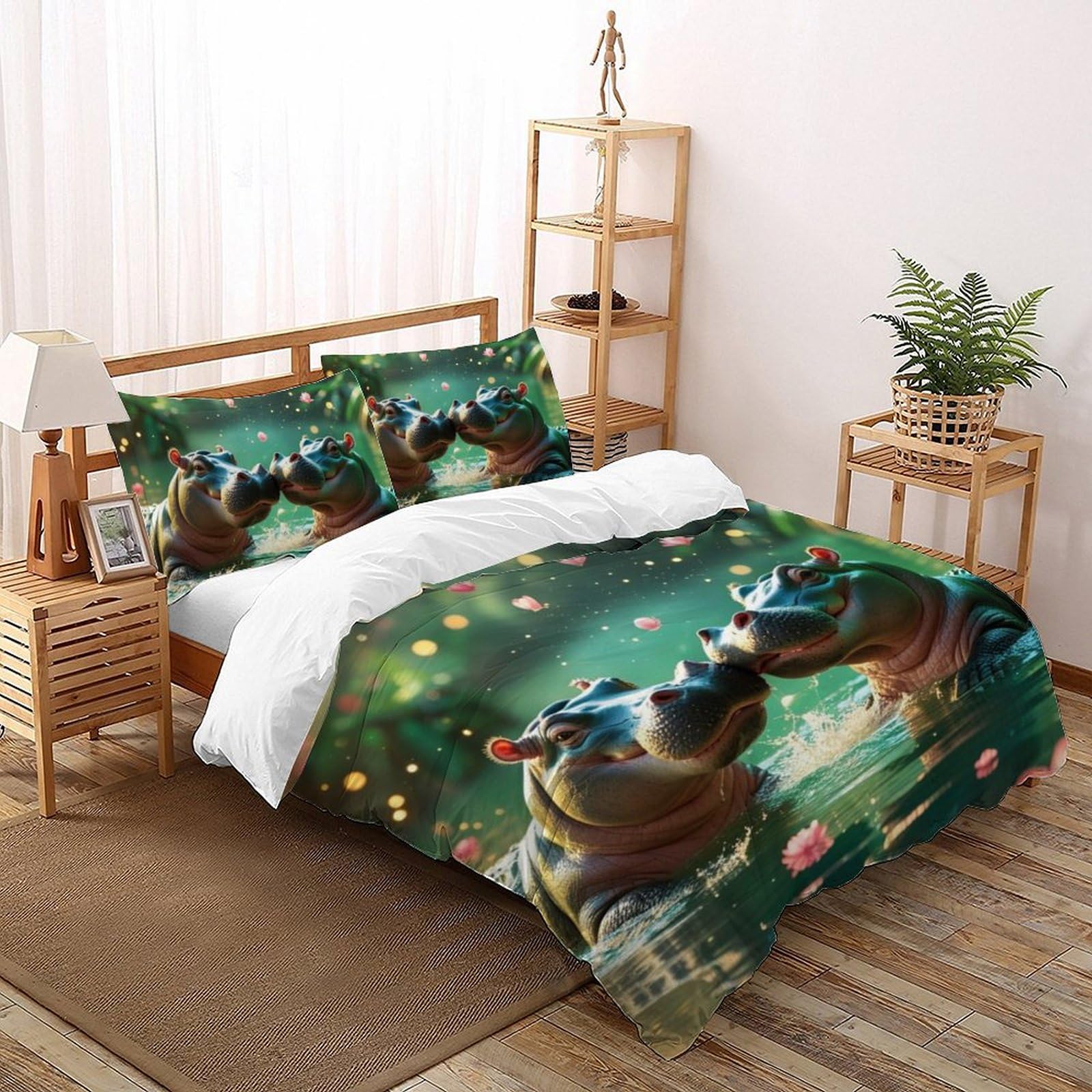 Housse de couette hippopotame douceur absolue pour des rêves magiques 3D