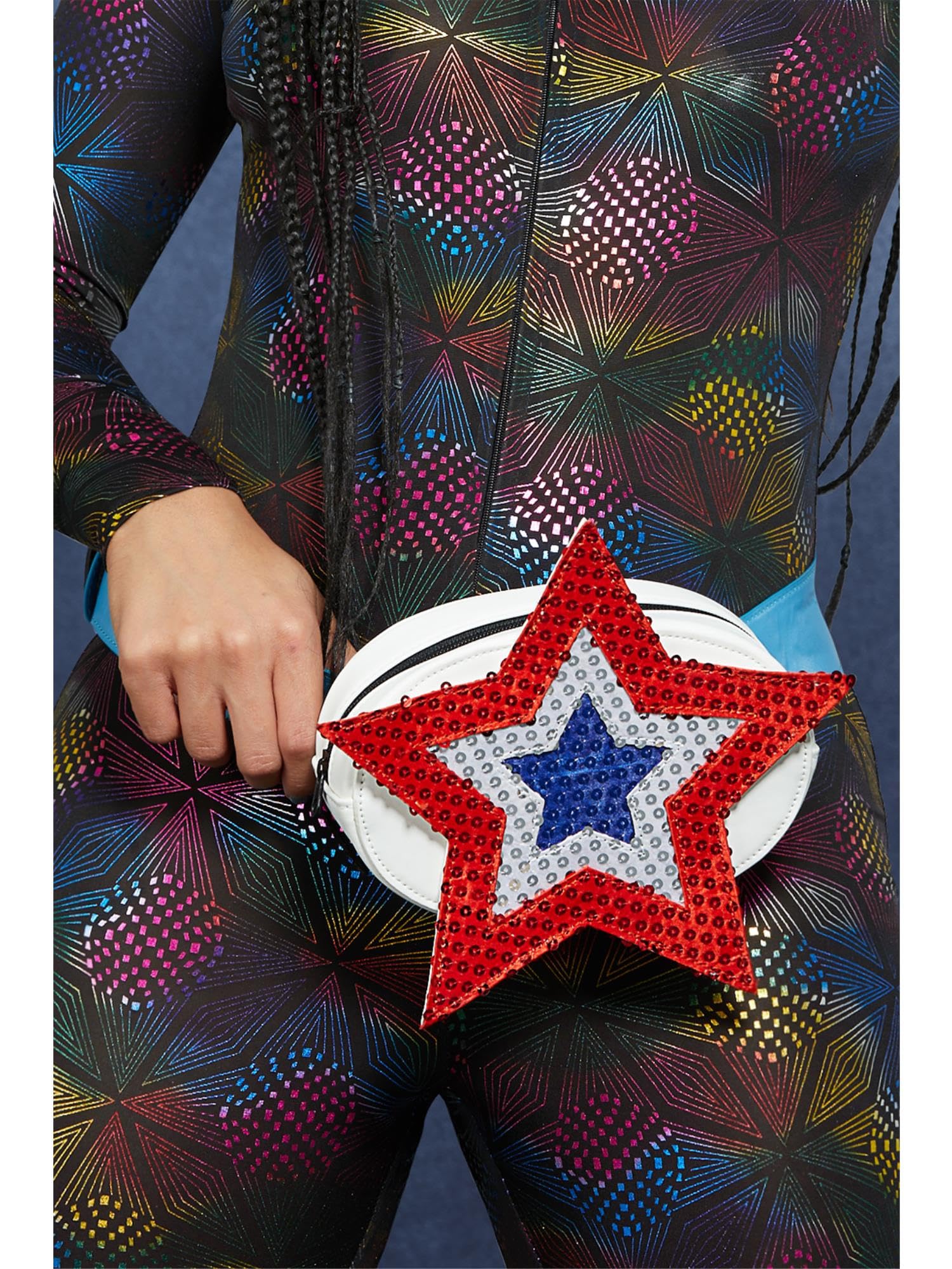 Smiffys Fever Americana Sequin Star Bum Bag, Blue, Fever Accessories Fancy Dress, Fever Dress Up Accessories