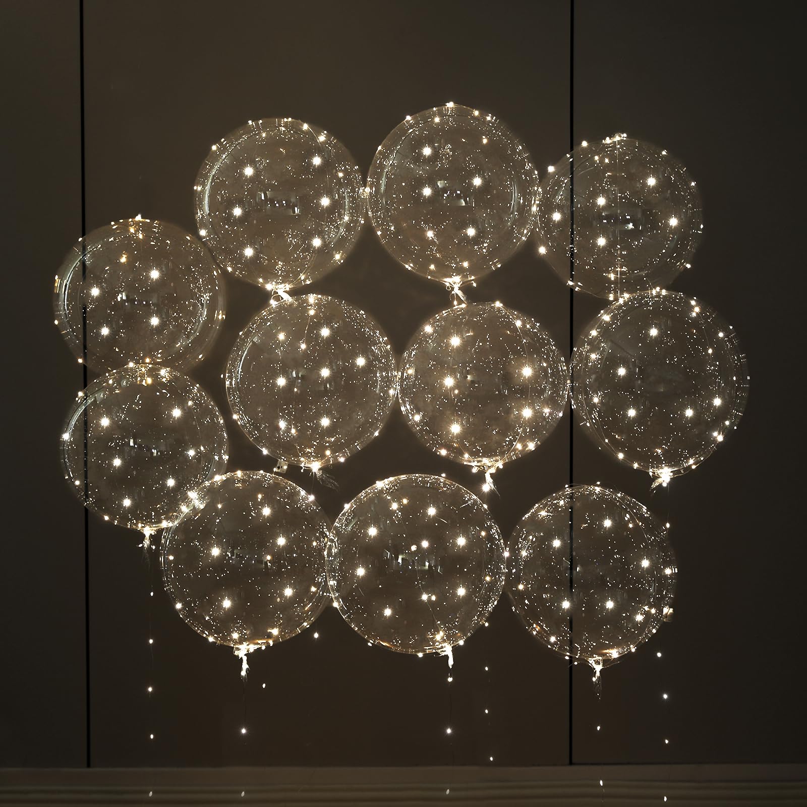 Photo 1 of Led Balloons 20 Pack – 22" Clear Bobo Balloons with 10ft Warm White LED String Lights, 3 Light Modes, Batteries Included – Perfect for Parties, Birthdays, Weddings & Events