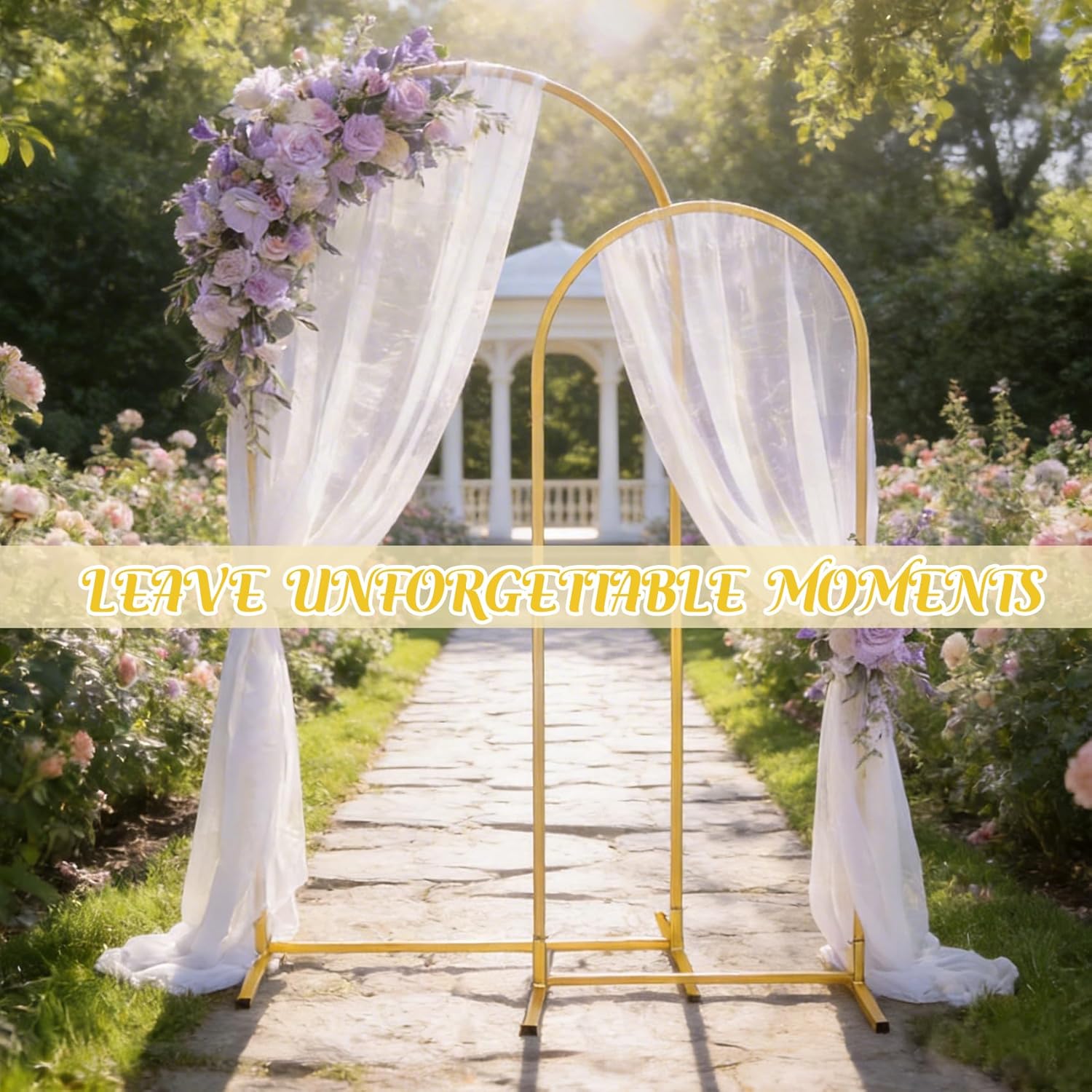 Gold Metal Arch Backdrop Stand 2 Set 7.2FT, 6.6FT Wedding Arch Stand Arched Door Frame for Birthday Party Baby Shower Ceremony Indoor Outdoor Celebration Decor (7.2FT, 6.6FT)