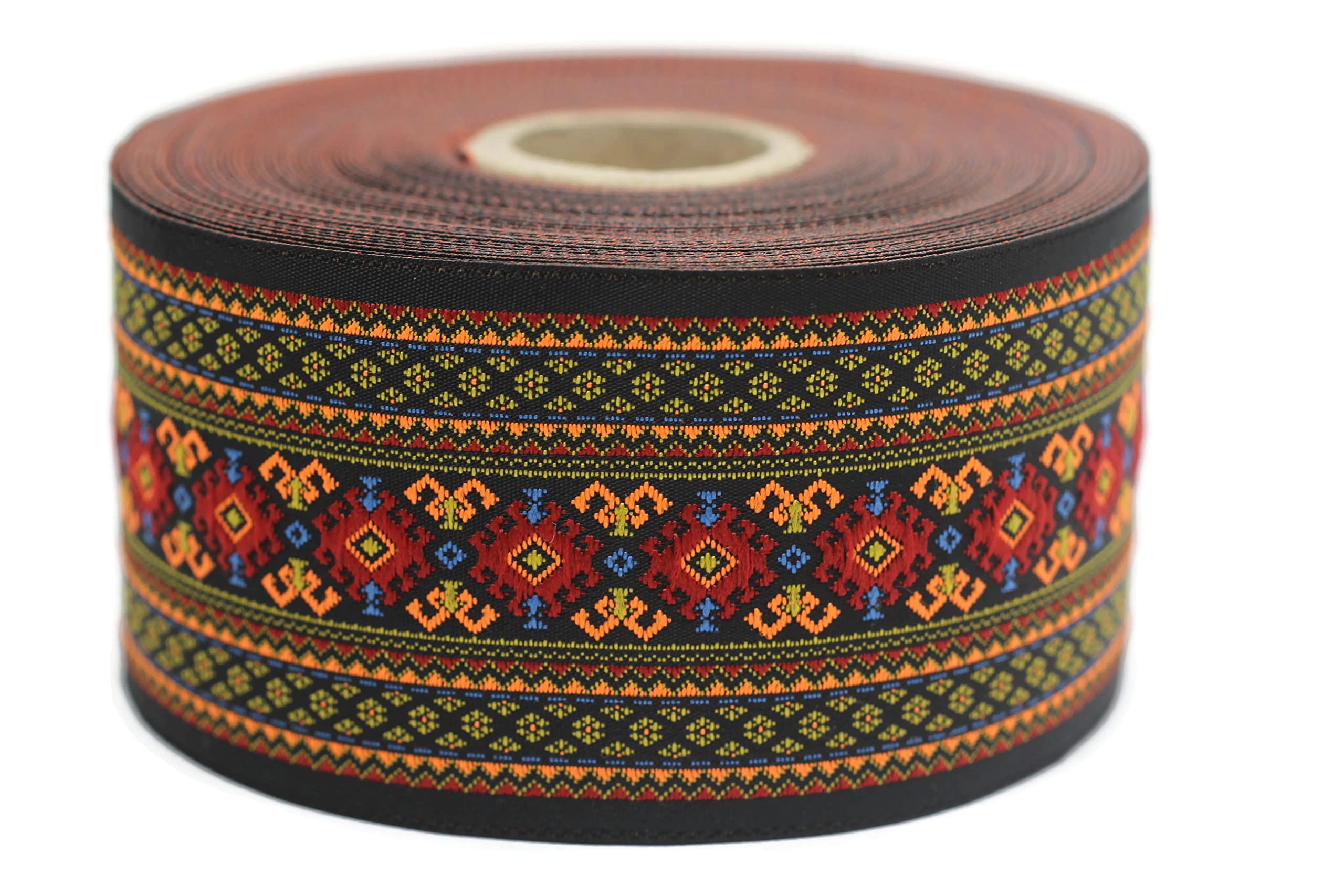 Bobina da 10 Yard 2,5 cm Mistico Blu Giallo Jacquard Nastro Tappezzeria Tessuto Cucito Trim FAI DA TE Forniture 25808