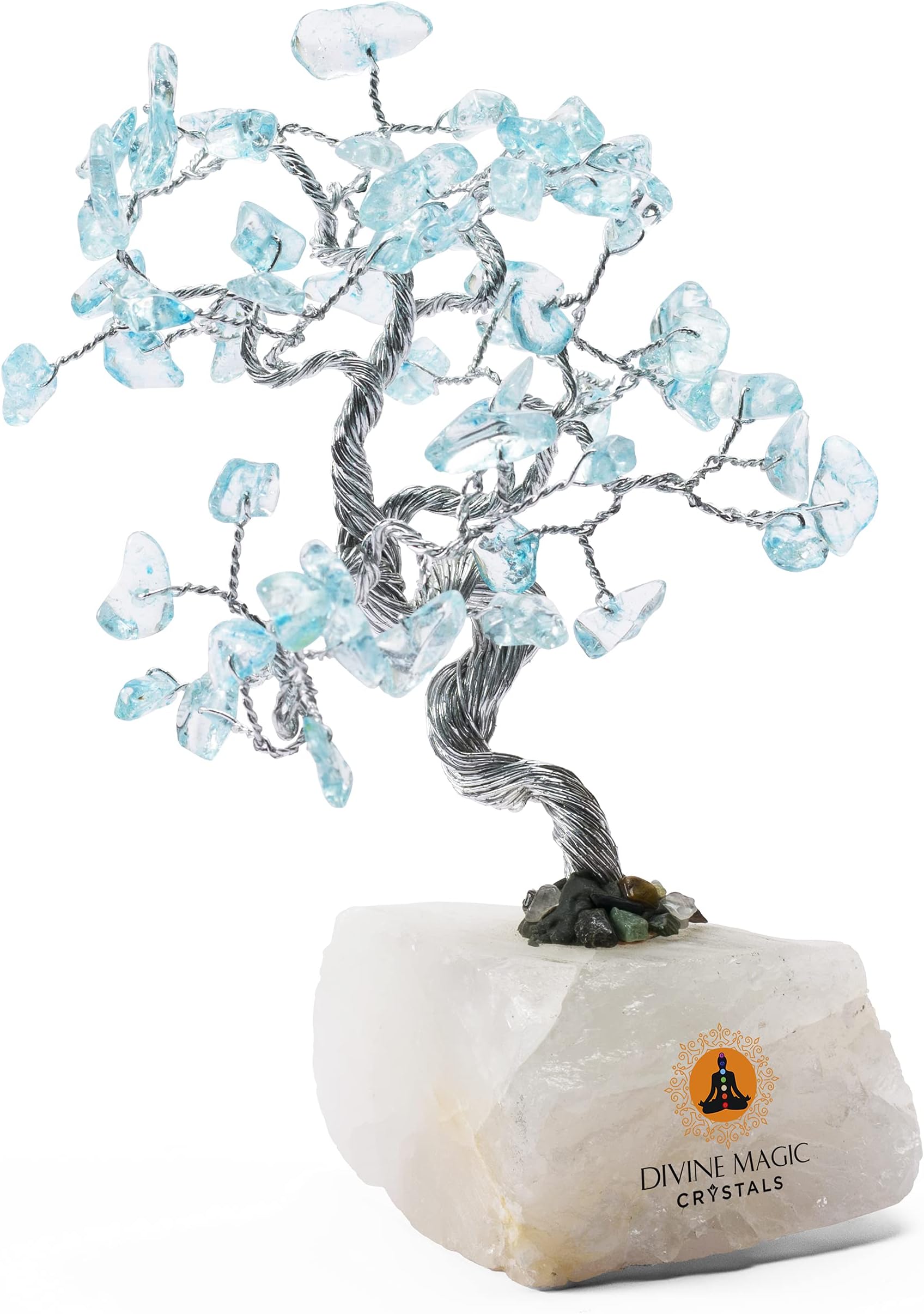 Blue Topaz Crystal Good Luck Money Tree Abundance Gifts for Anniversary Wealth Healing Crystal Tree of Life Feng Shui Good Fortune Items for Home Office