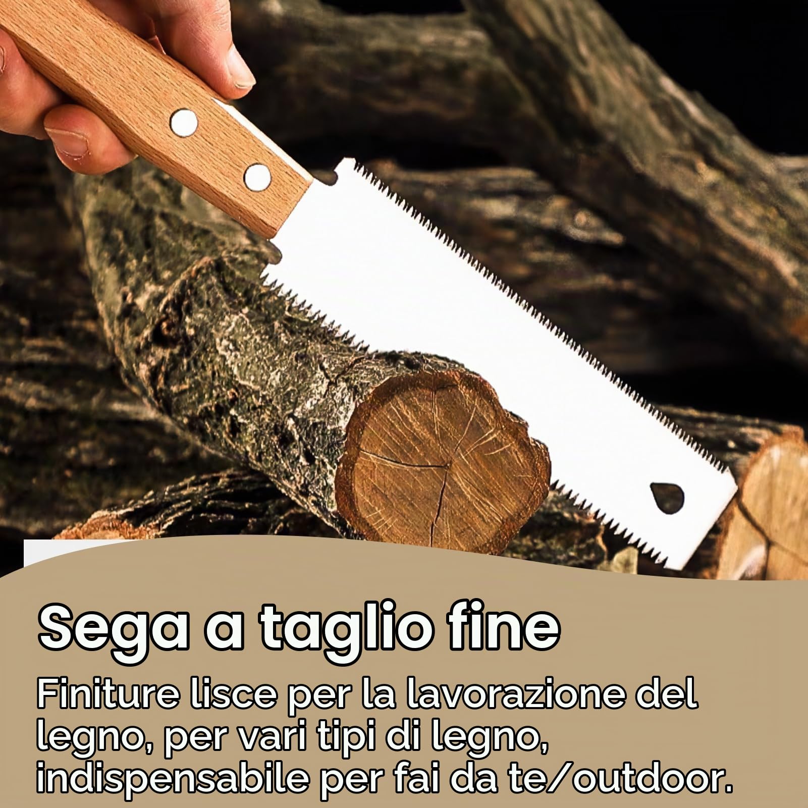 Sega a Mano Giapponese Piccola per Legno da Taglio Fine, Doppia Lama 11/17 TPI Acciaio SK5 Manico Legno Faggio Precisione Fai da Te Carpenteria Outdoor Astsäge Utensile