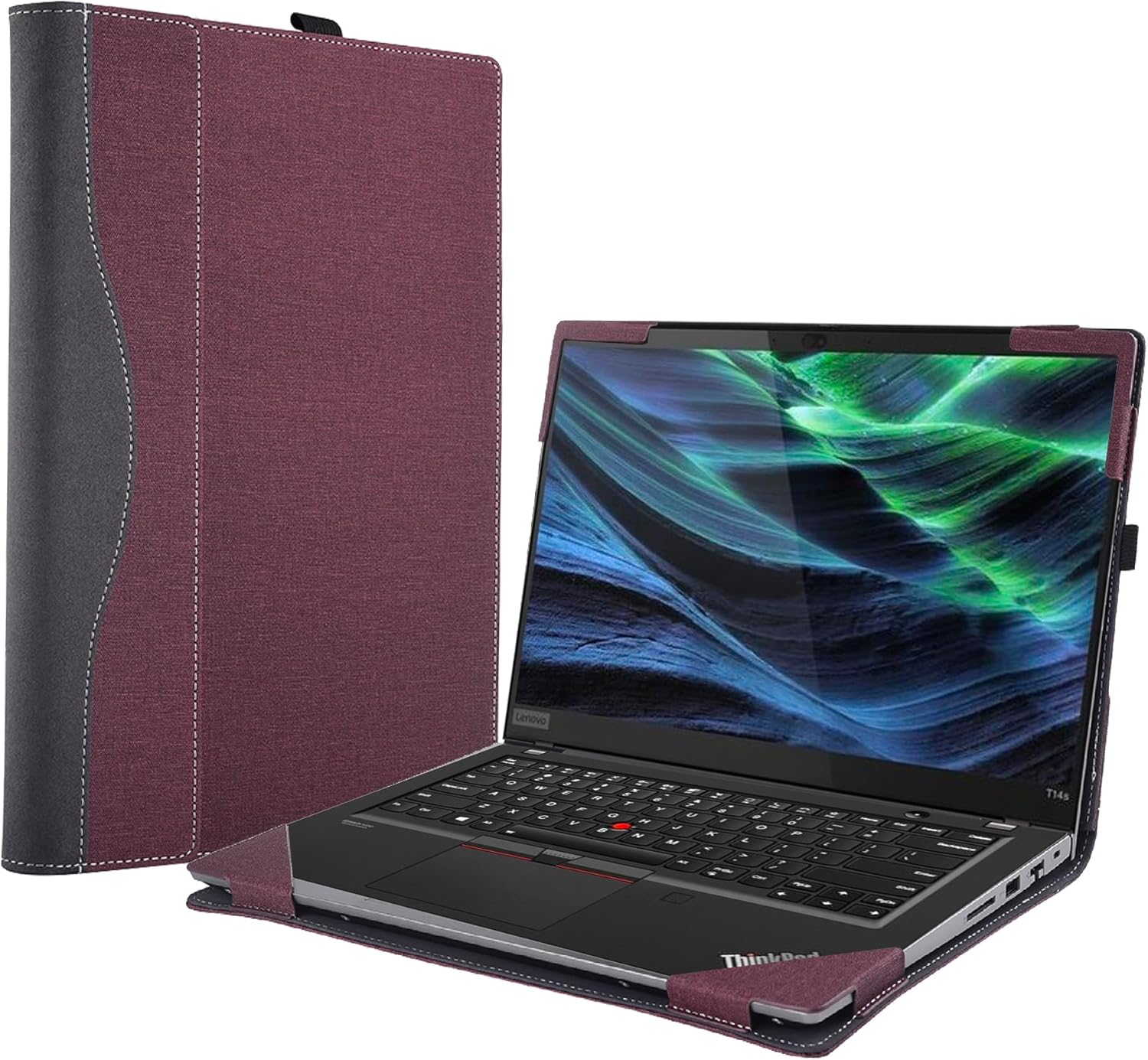Laptop Case Cover for 2022 Lenovo ThinkPad T14 T14s Gen 4 Gen 3 2022-2023 [Do Check Model] Detachable Notebook Sleeve Computer Bag Protective PU Shell with Pen Holder Gifts (red Wine)