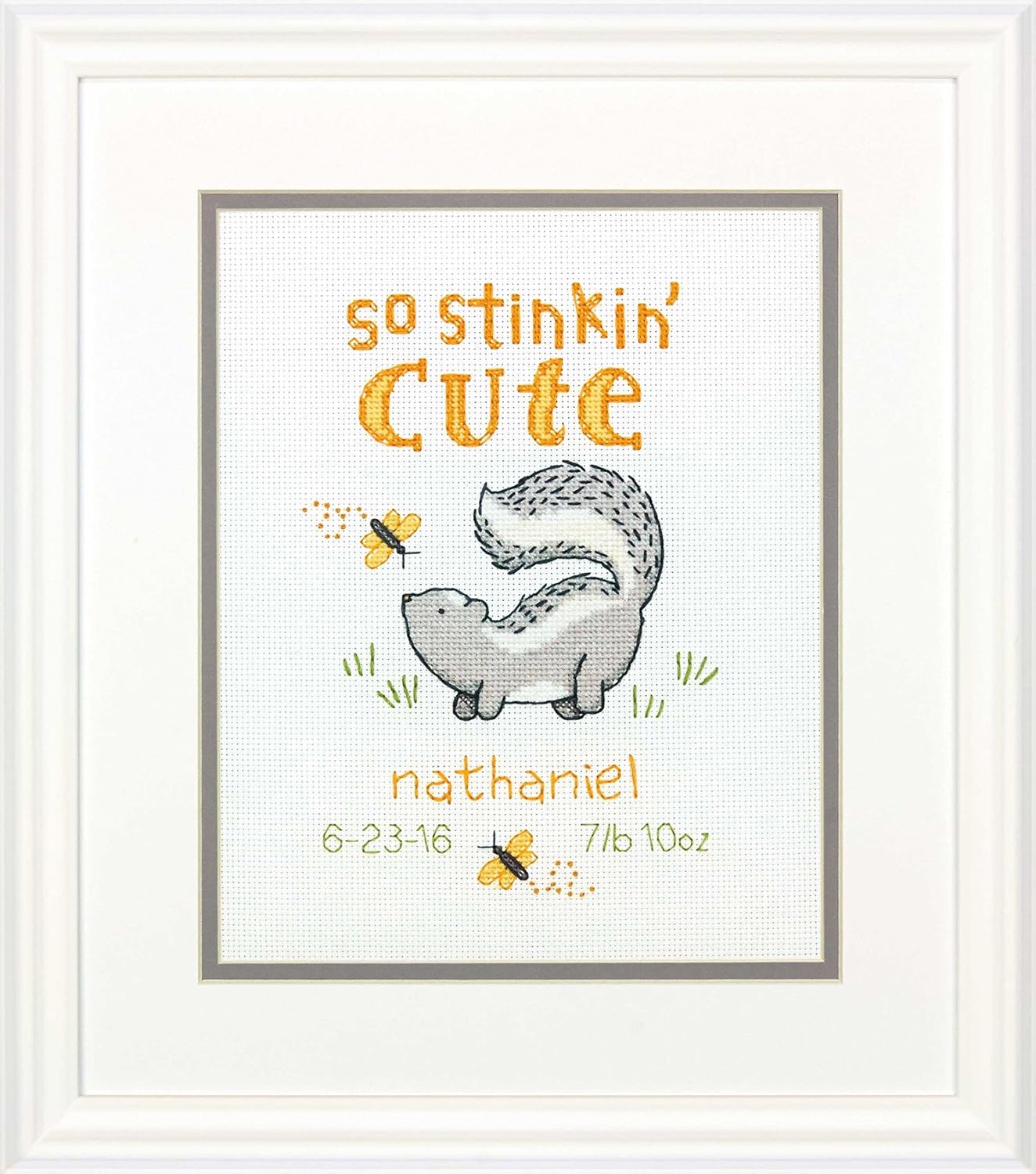 Stinkin' Cute Birth Record Counted Cross Stitch Kit-8X10 14 Count