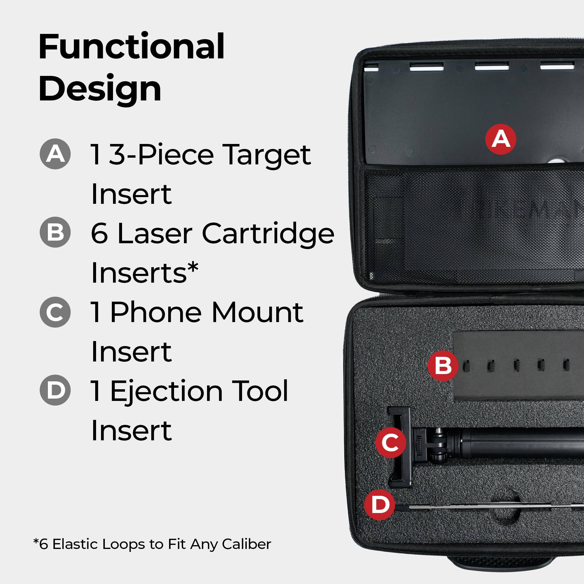 Strikeman 3-Piece Carry Case – Made for the Single-Target Dry-Fire Laser Training System – Keeps Your Shooting Target, Phone Mount & Laser Cartridges Organized & Protected