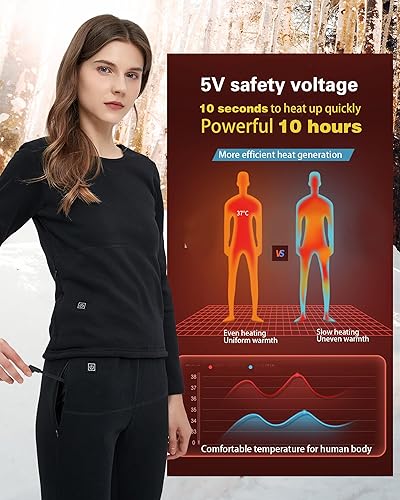 Miniatura 5 de Conjunto de ropa interior térmica eléctrica para mujer, 22 zonas de calefacción, calefacción eléctrica con USB, equipo de caza de invierno