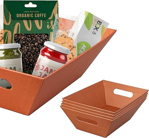 Miniatura 8 de Paquete de 5 cestas marrones de 8 x 10 pulgadas para regalos vacías, cestas con asas, regalo, condolencias, desayuno, ocasión, vacaciones,