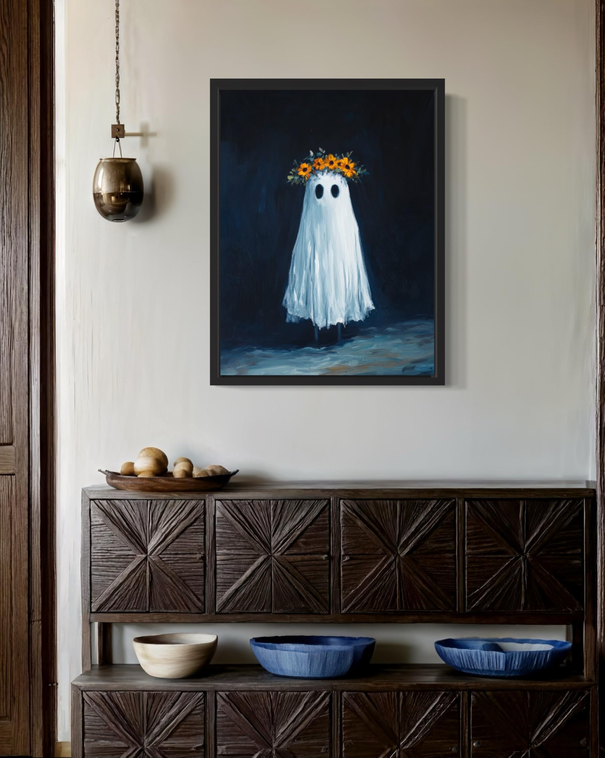 額装品/Ghost of/メリケ・エストナ/アート/ポスター/インテリア Amazon.com: Ghost with Flower Crown Poster Art Print, Halloween