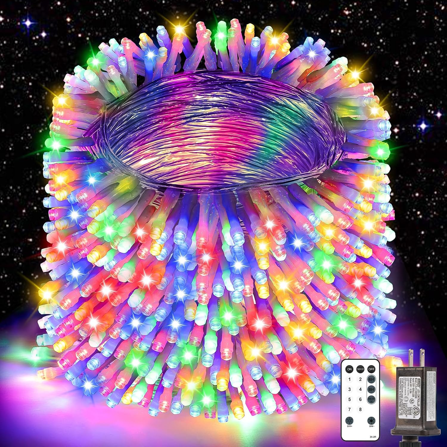 Christmas Lights String Outdoor Indoor, 1200 LED 403FT Multicolor Xmas Tree Decorations Lights, Plug in Twinkle Fairy Light with Remote Timer Dimmable for Room Yard Holiday Party Wedding Camping Decor Multicolor 403FT 1200 LED