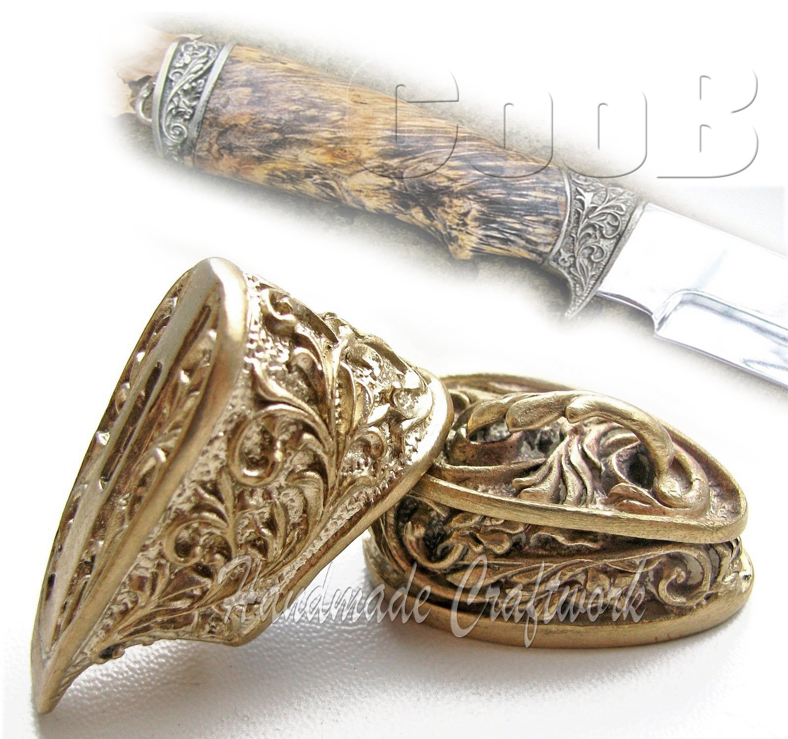 CooB Knife Finger Guard Bolster & Pommel for Custom Knife Making Handle, Hand-Casted Metal Knife Supplier Accessories (Set #5)