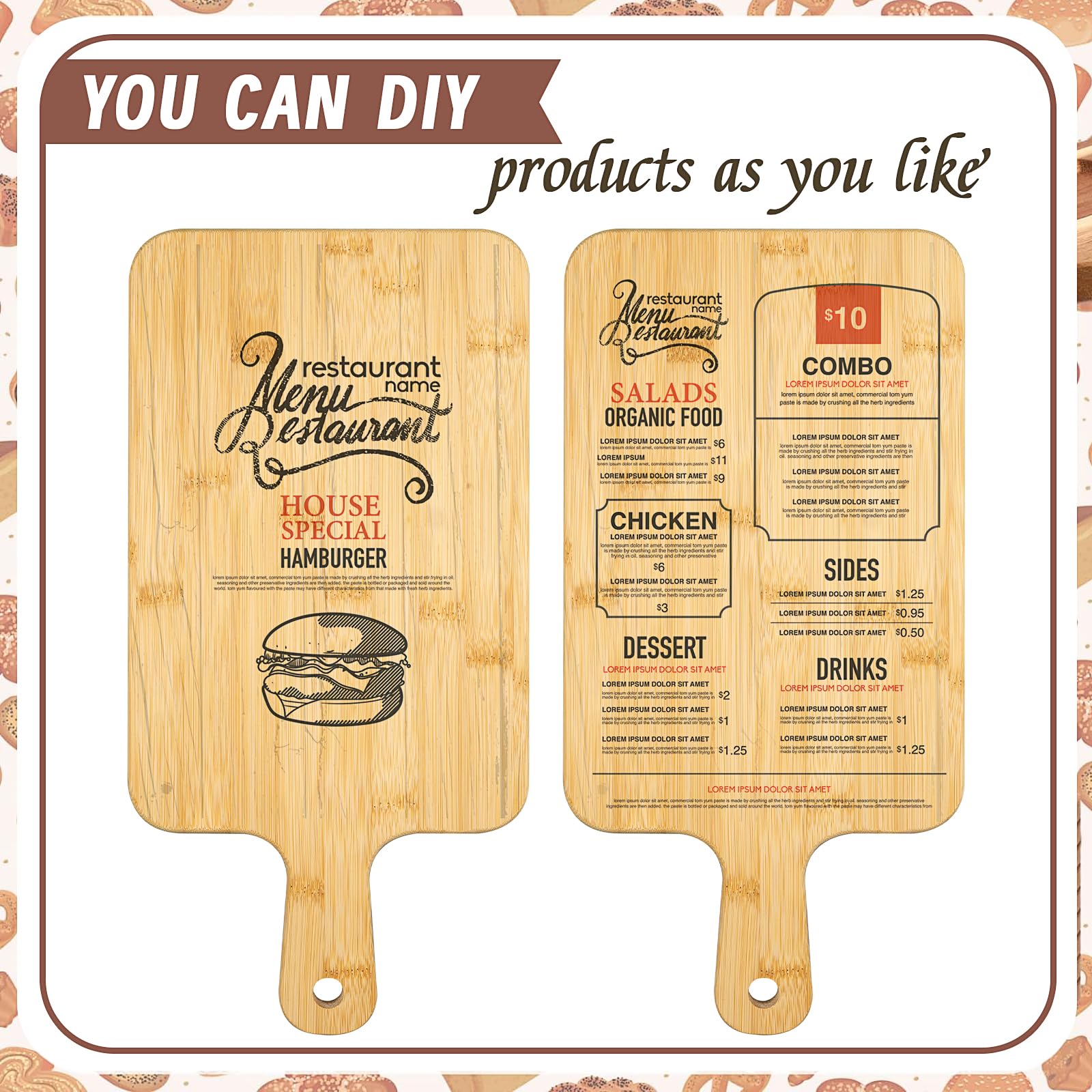 Lot De 4 Planches à Découper + Support En Bambou - Beige - L 22.1 X L 14 Cm